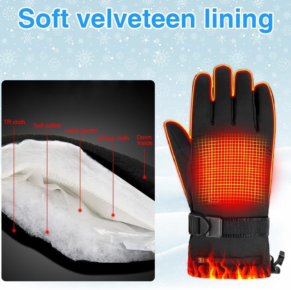 B-Qtech Heated Gloves for Men Women 4000Mah Battery Rechargeable Heated Ski Gloves Touchscreen Waterproof Electric Heated Fishing Gloves for Winter Outdoor Work Skiing Hiking image number 3