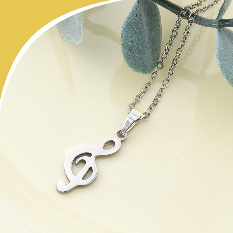 Music Note Necklace Earrings for Women Musical Treble Clef Necklace and Earring Set for Musical Lover Gifts Music Graduation Appreciation Gifts for Musician Theme Gift image number 1
