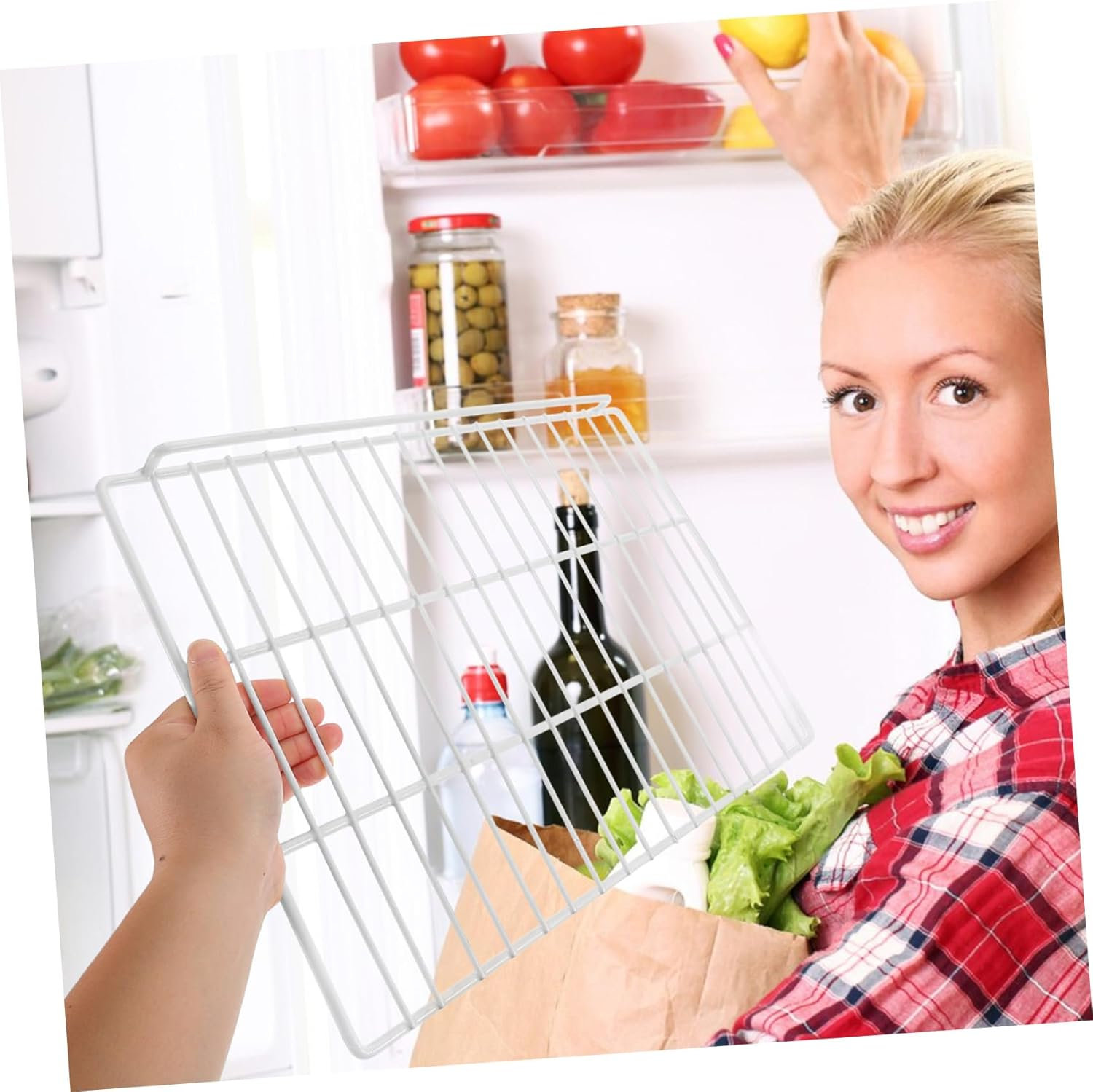 Commercial Freezer Refrigerator Iron Wire Divider with Mesh Design for Organizing Storage Space, White Shelf Partition 43.5X30CM image number 3