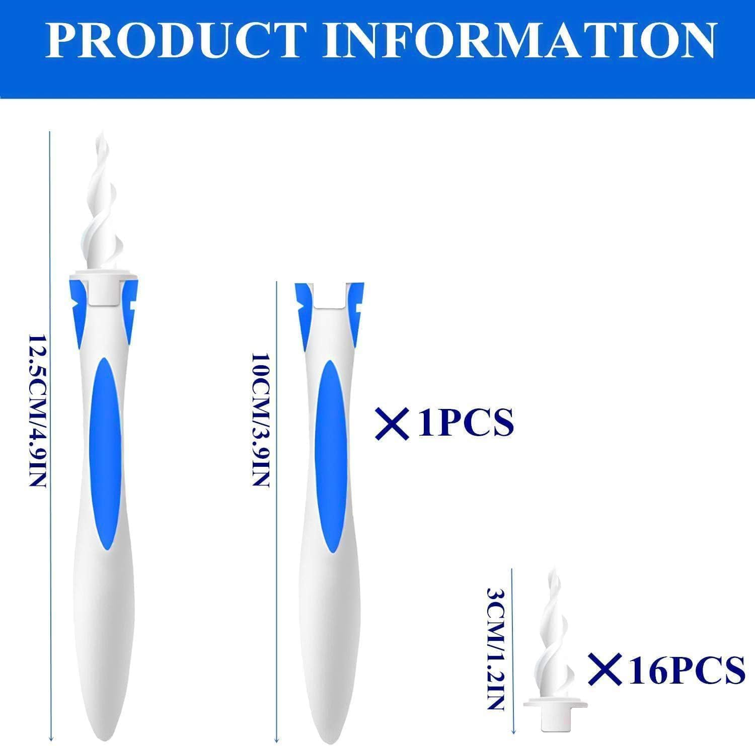 Qgrips Earwax Removal-Spiral Ear Wax Removal Tool, Reusable Earwax Removal Kit Safe Ear Cleaner with 16 Pcs Soft and Flexible Replaceme Blue image number 3