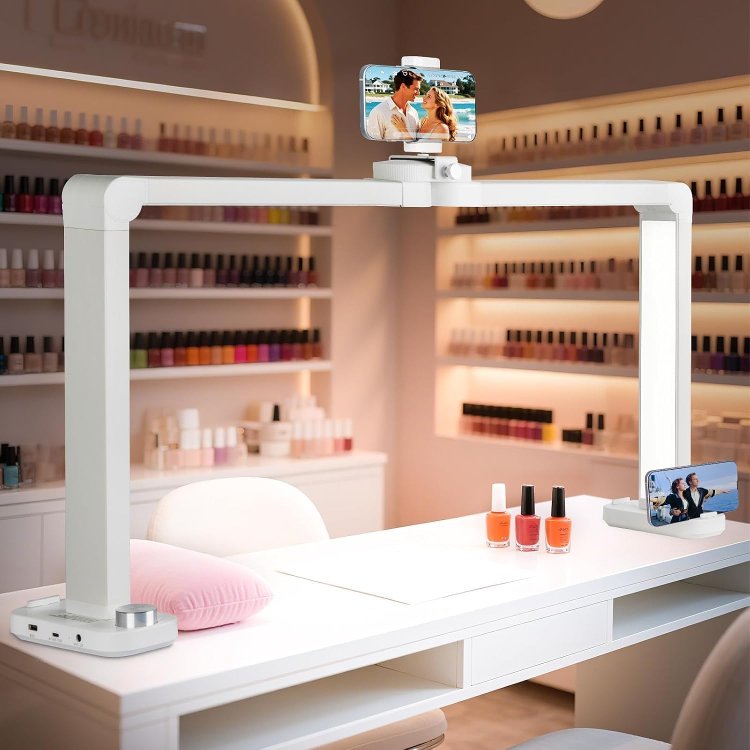 Foldable Nail Lamp for Desk Large Wide Half Moon Light with with 3 Modes 3000-6500K LED - No Glare Craft Desk Light for Manicure Lash Task for Esthetician 33.5'' image number 2