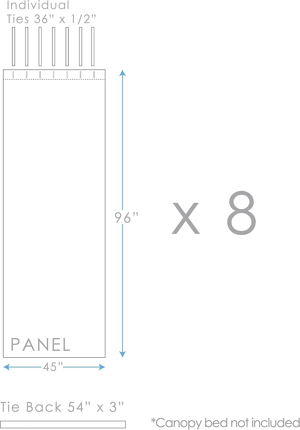 Canopy Bed Panels with Top Ties and Tie Backs, White Sheer for All Bed Sizes. image number 6