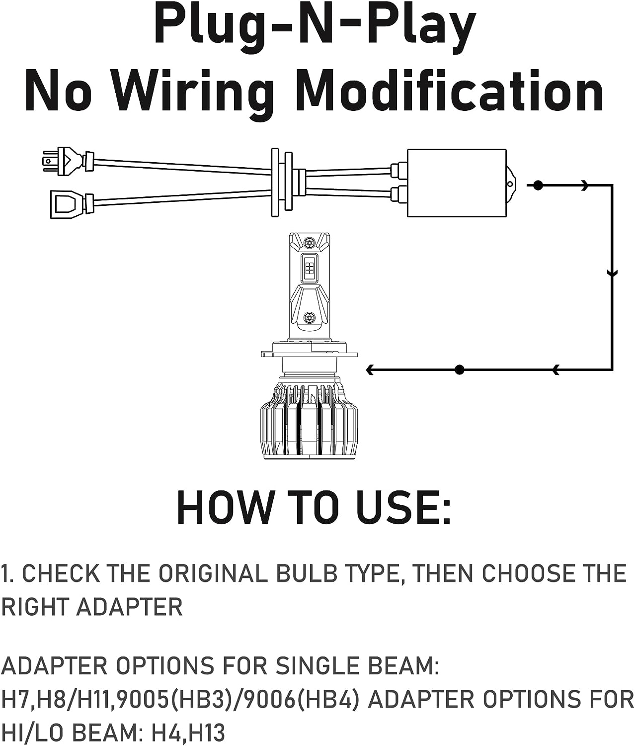 NIGHTEYE H4 LED Headlight Canbus Decoder anti Flicker Harness, Bulbs Resistor Decoders Error Free Conversion Kit, Adapter Warning Canceller Capacitors (1 Pair) image number 1