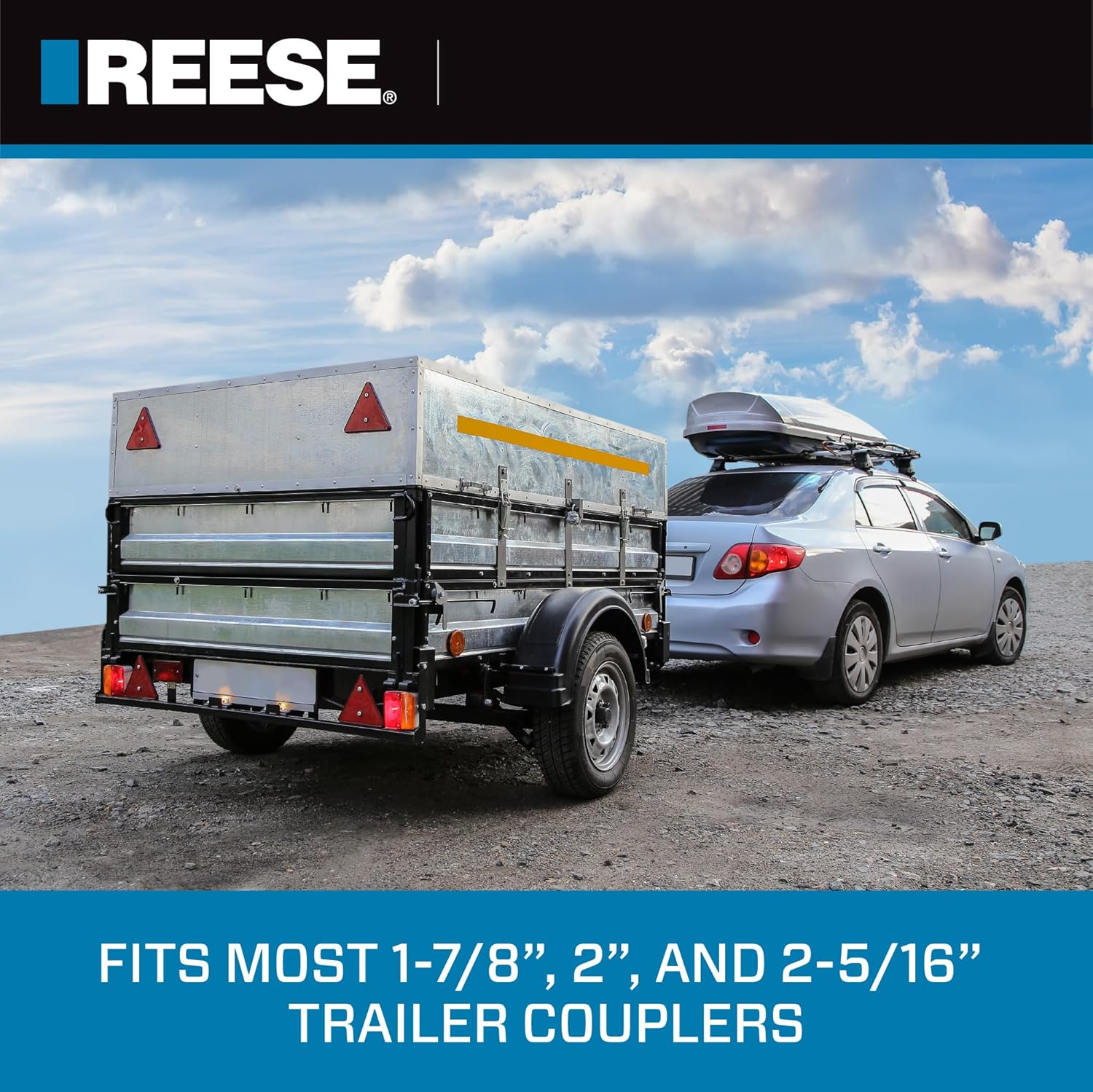 REESE Towpower 72783 Coupler Lock, Adjustable Storage Security, Heavy-Duty Steel, Yellow and Chrome image number 1