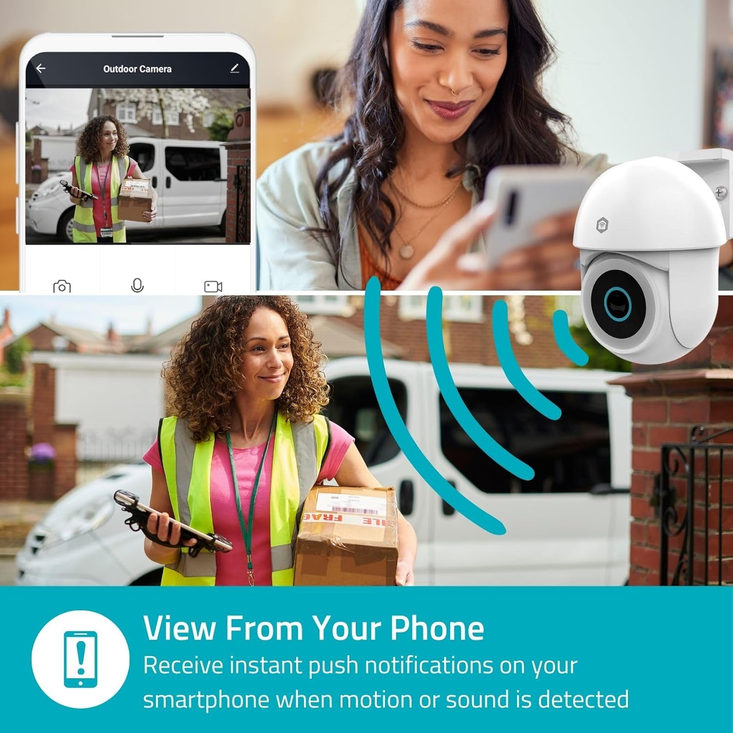 NEDIS Smart Wi-Fi Outdoor Security Camera, Full HD 1296P, Floodlight & Colour Night Vision, Pan/Tilt, Motion Detection, Auto-Tracking, Human Detection, 2-Way Audio - White image number 4