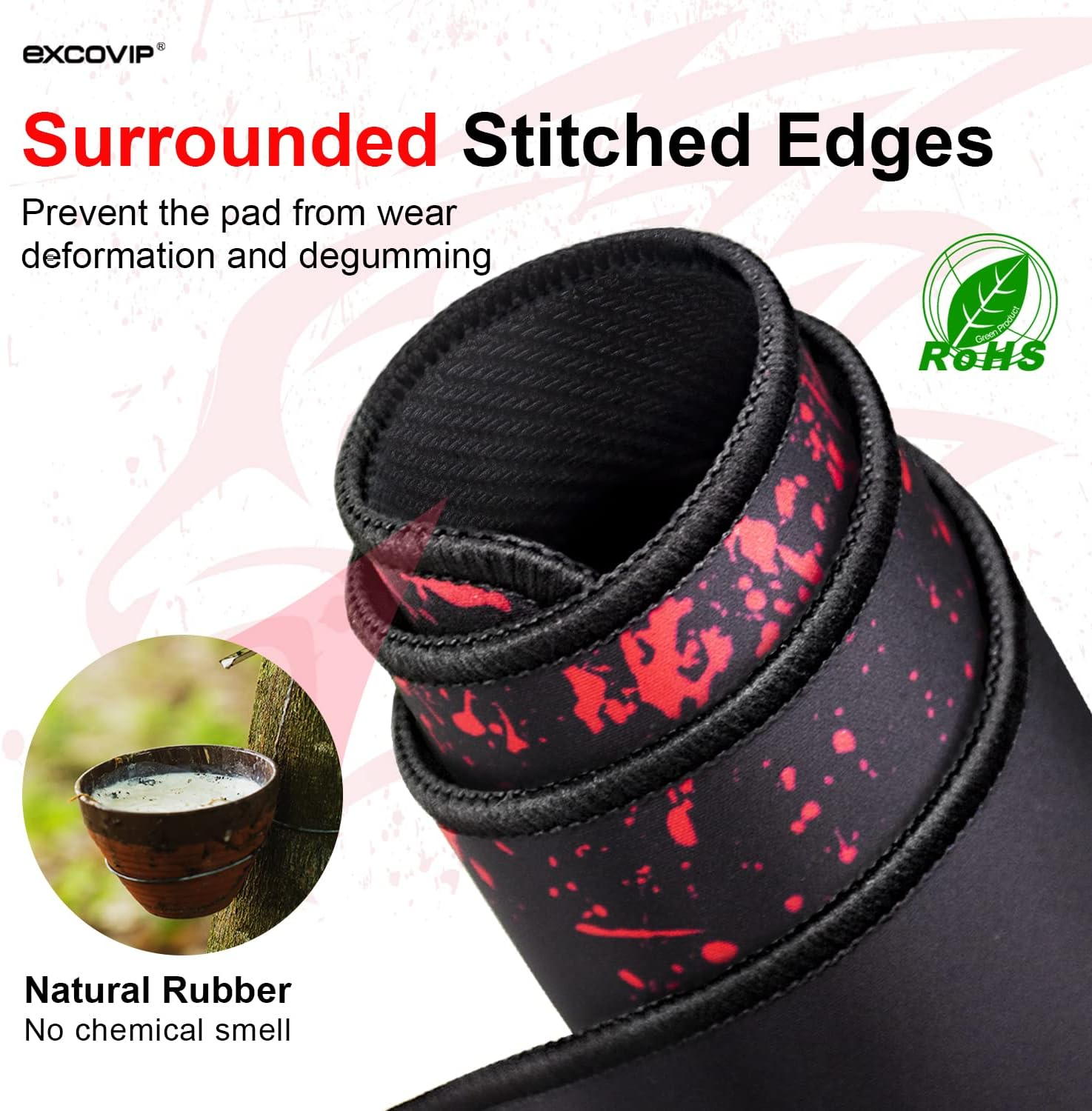 Excovip Gaming Mouse Pad with Durable Stitched Edges Computer Desk Pads with Non-Slip Rubber Base 31.4"X11.08" Big Mousepad Keyboard Mouse Mat Red Leopard 9192 image number 3