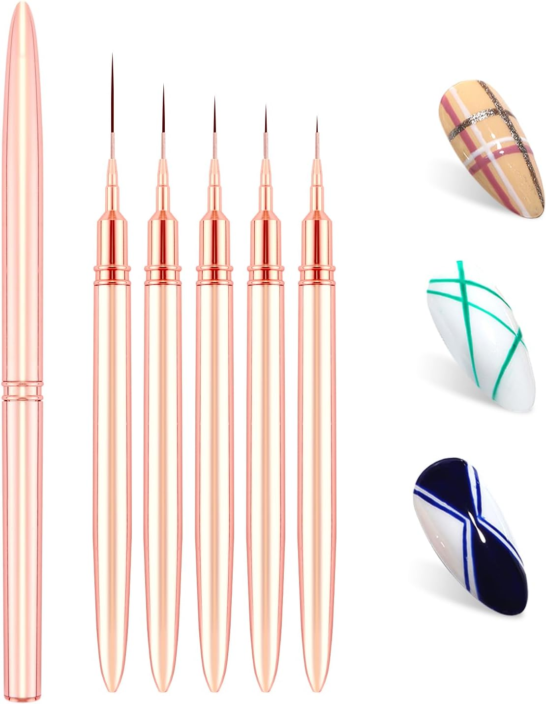 Nail Brush Set - 5 Pieces Fine Brush Nail Art Liner Brush, Professional Nail Art Brush Fineliner, Brush for Gel Nails, Nail Design Brush for Acrylic Fingernails Nail Drawing Line