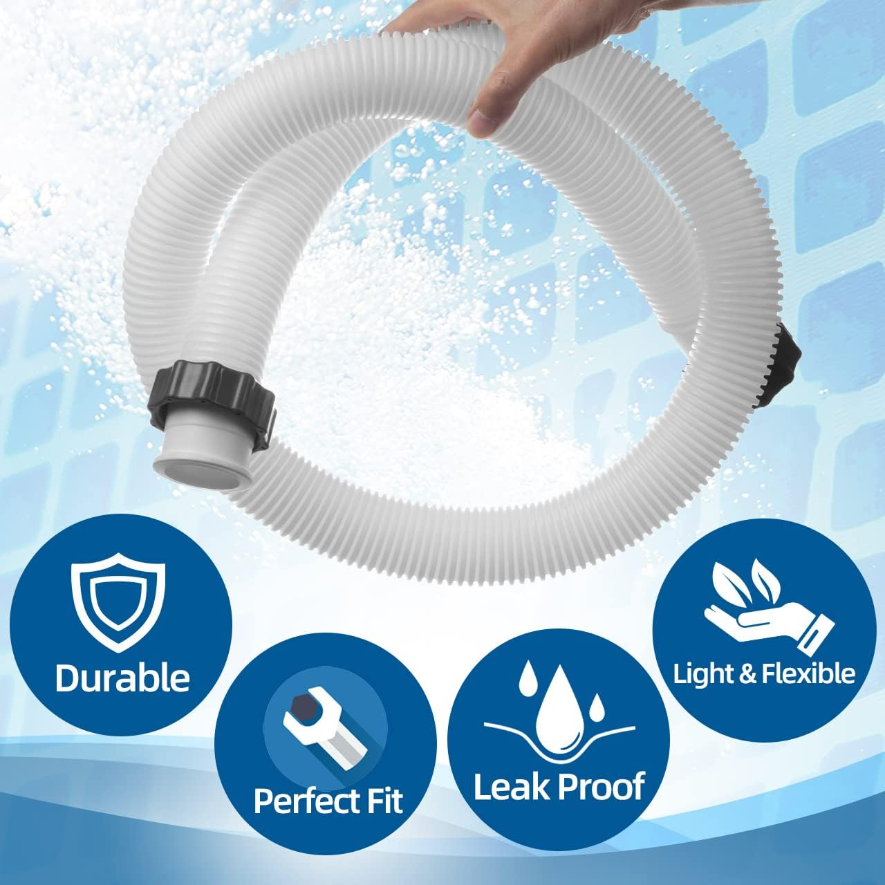 1.5" Diameter 29060E Pool Pump Replacement Hose for Intex Filter Pumps Sand Pump & Saltwater Systems - 59" Long(2 Pack) image number 1