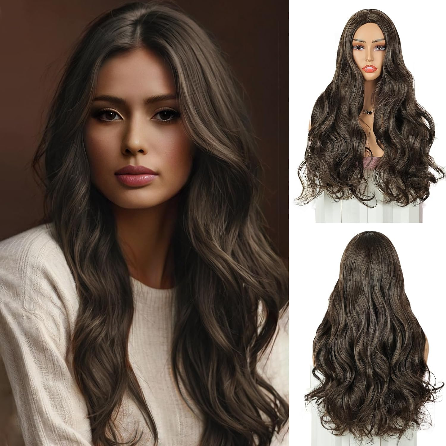 Long Black Wig for Women Halloween Cosplay Long Black Straight Hair Wig Natural Colored Synthetic Hair for Women Party Costume(28Inch, Black)