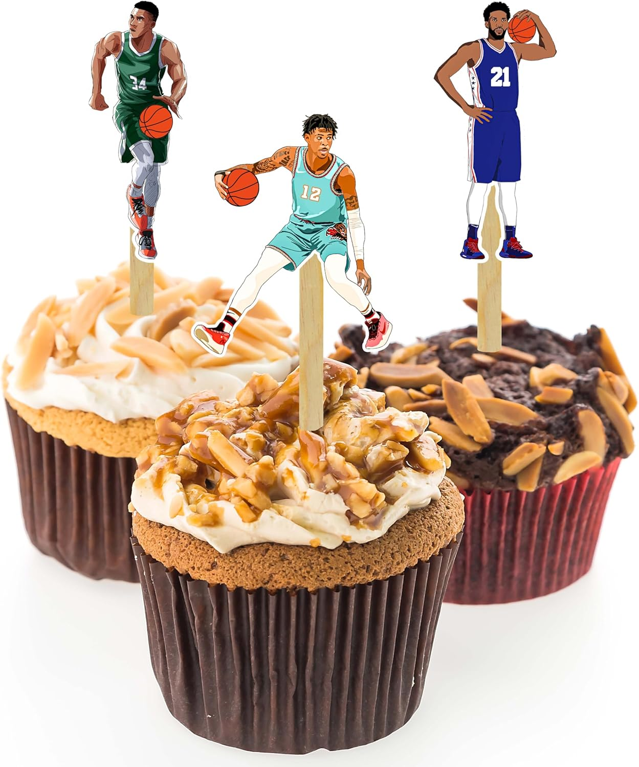 Basketball Cupcake Toppers &ndash; Fun & Sporty Party Decorations for and Adults | Perfect for Hoops-Themed Birthdays, Games, and Celebrations image number 2