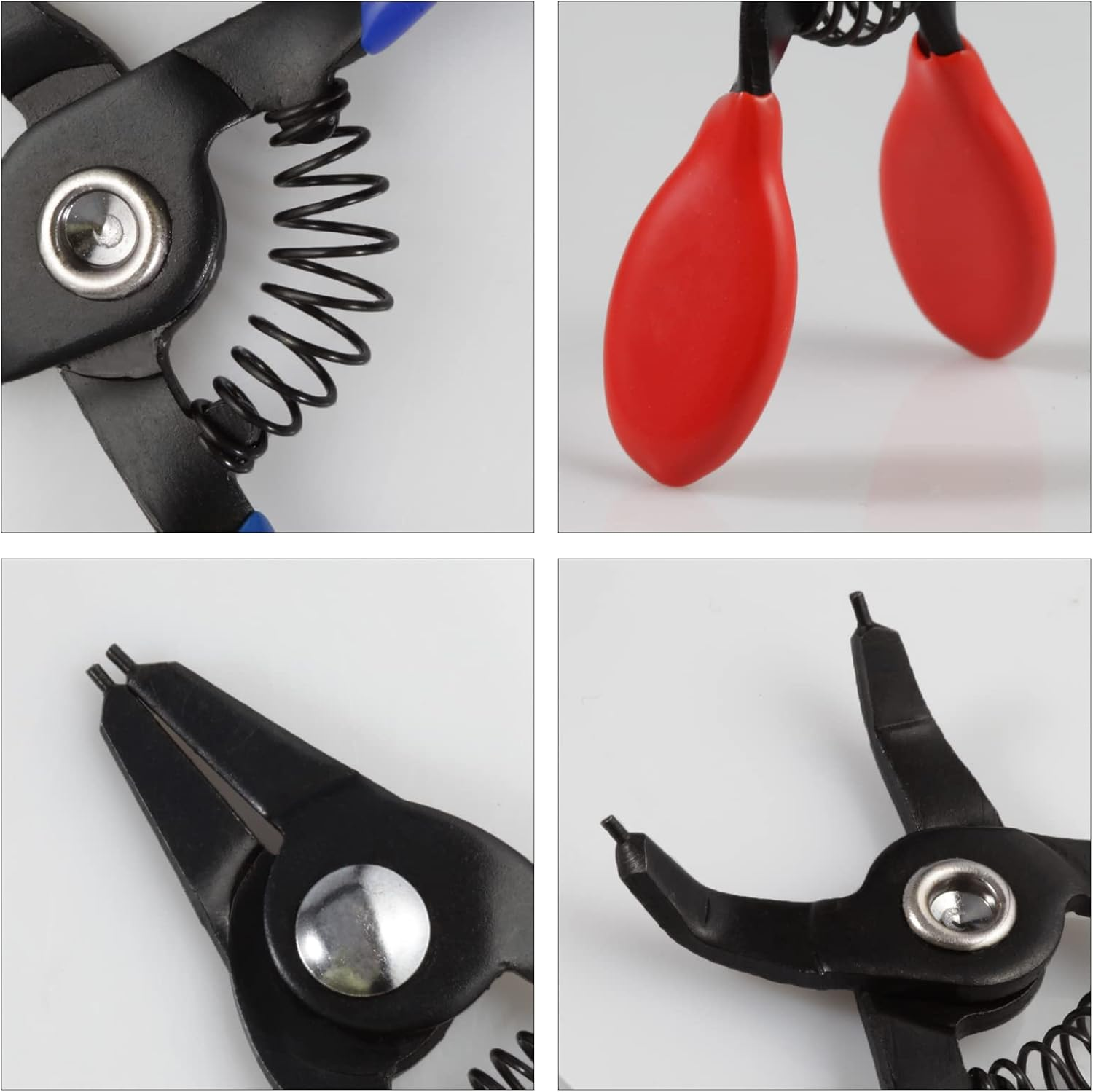 LEONTOOL 4 Pcs Mini Snap Ring Pliers Set, 3" Internal and External Circlip Pliers, Straight and 45&deg; Angle Jaws, Tip Diameter 0.04" Retaining Ring Pliers