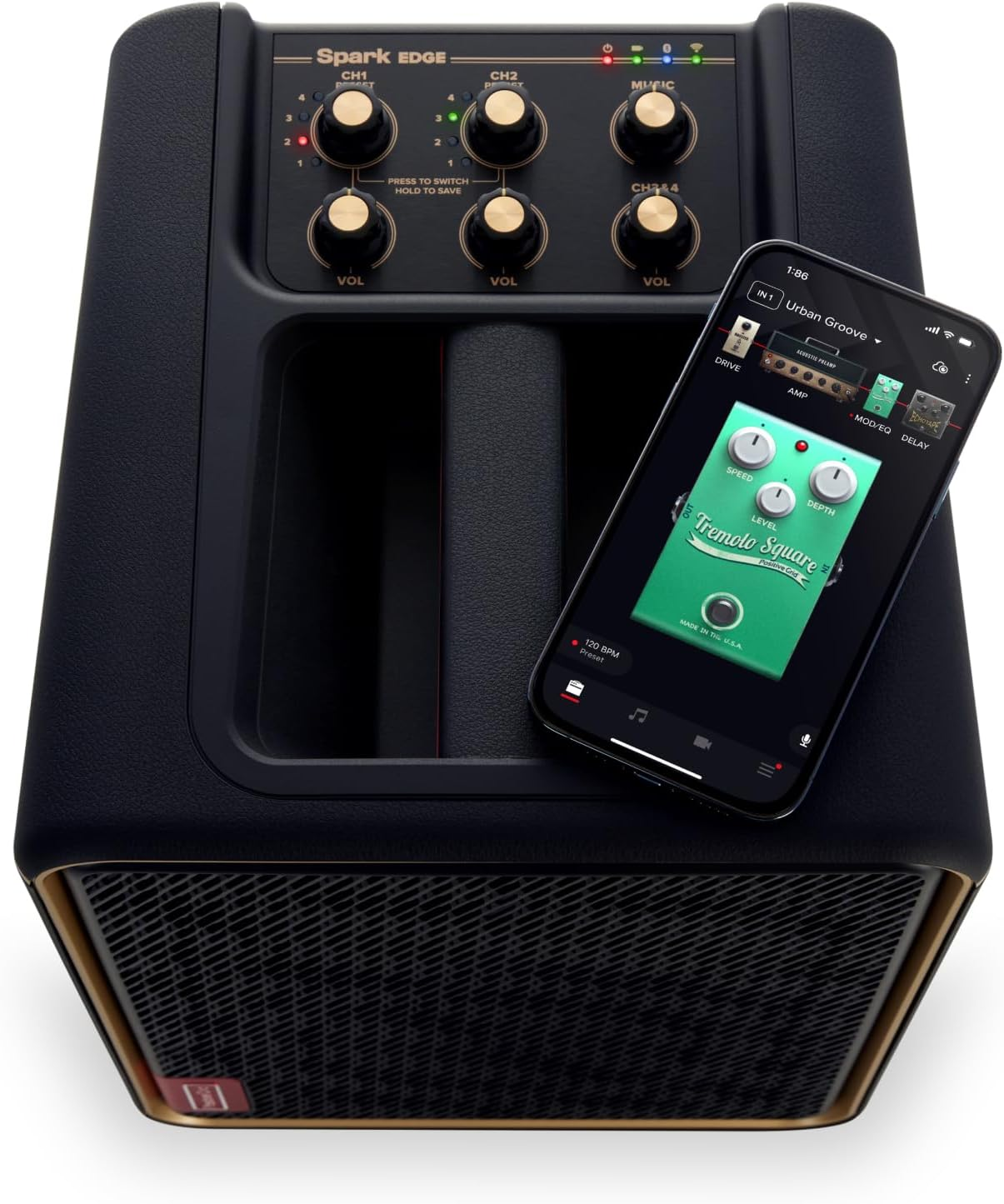 Positive Grid Spark Edge 65W Portable 4-Channel Smart Guitar Amp & PA System with Built-In Looper, AI Features & Smart App for Electric, Acoustic, Bass, Vocals, Keyboards and More image number 2