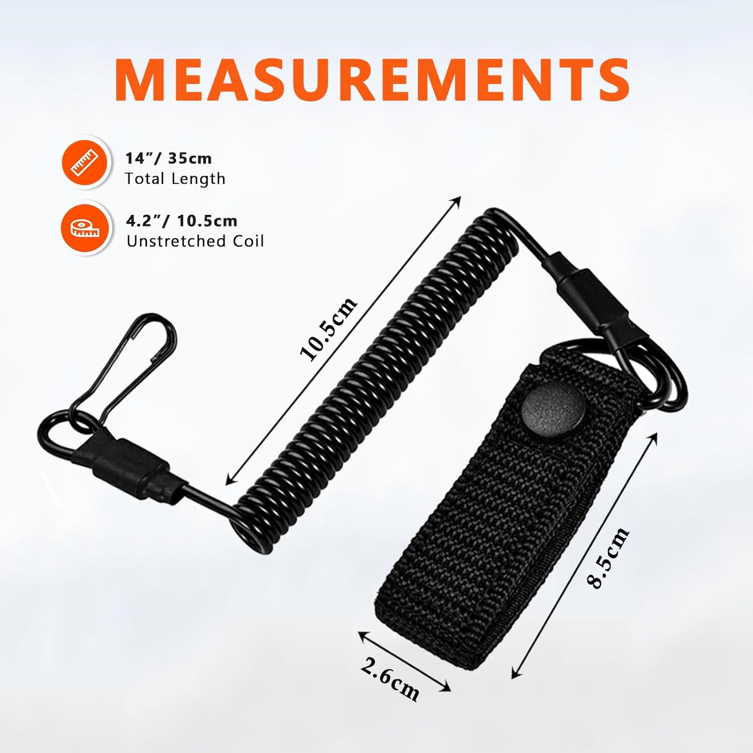 Tactical Pistol Lanyard, Anti-Loss Military Spring Rope for Belt, Elastic Coiled Safety Strap Rope for Key Chain Security and Hunting Gear Accessory