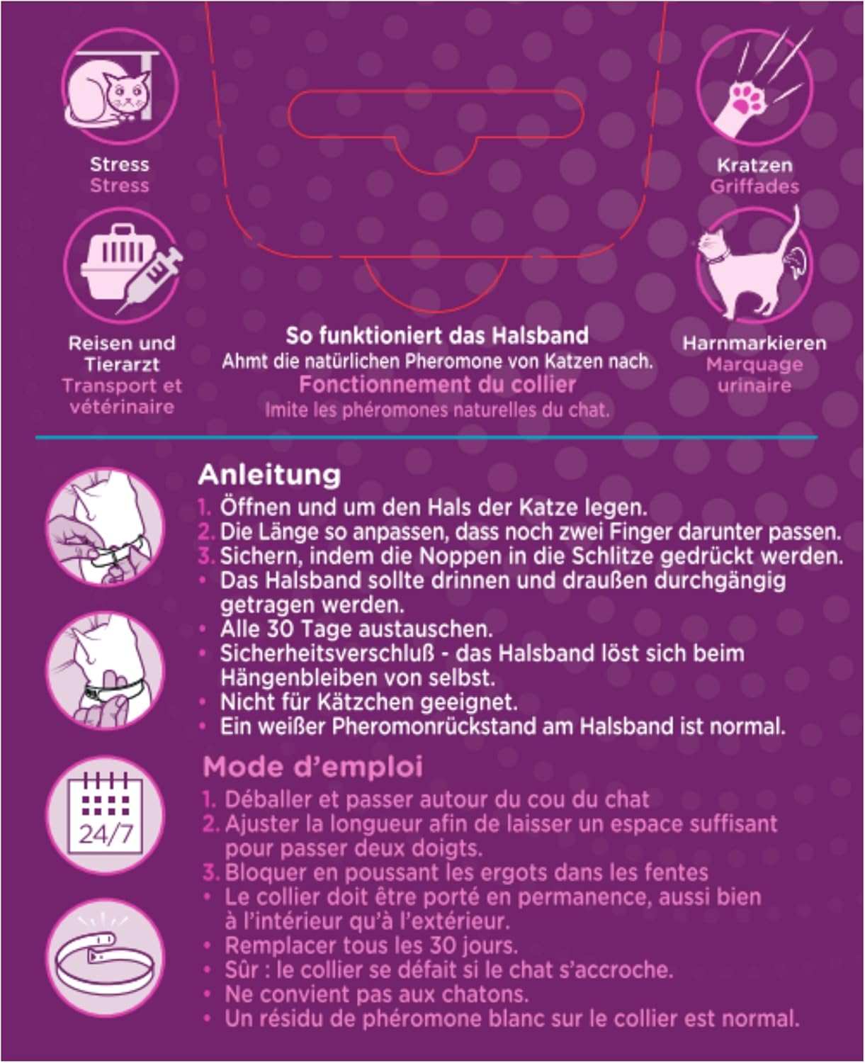 Pheromone Calming Collar for Cats Helps Them Feel Safe and Satisfied, Be Calm and Reduce Stress, Anxiety and Unwanted Behavior, Pack of 2 Collars image number 1