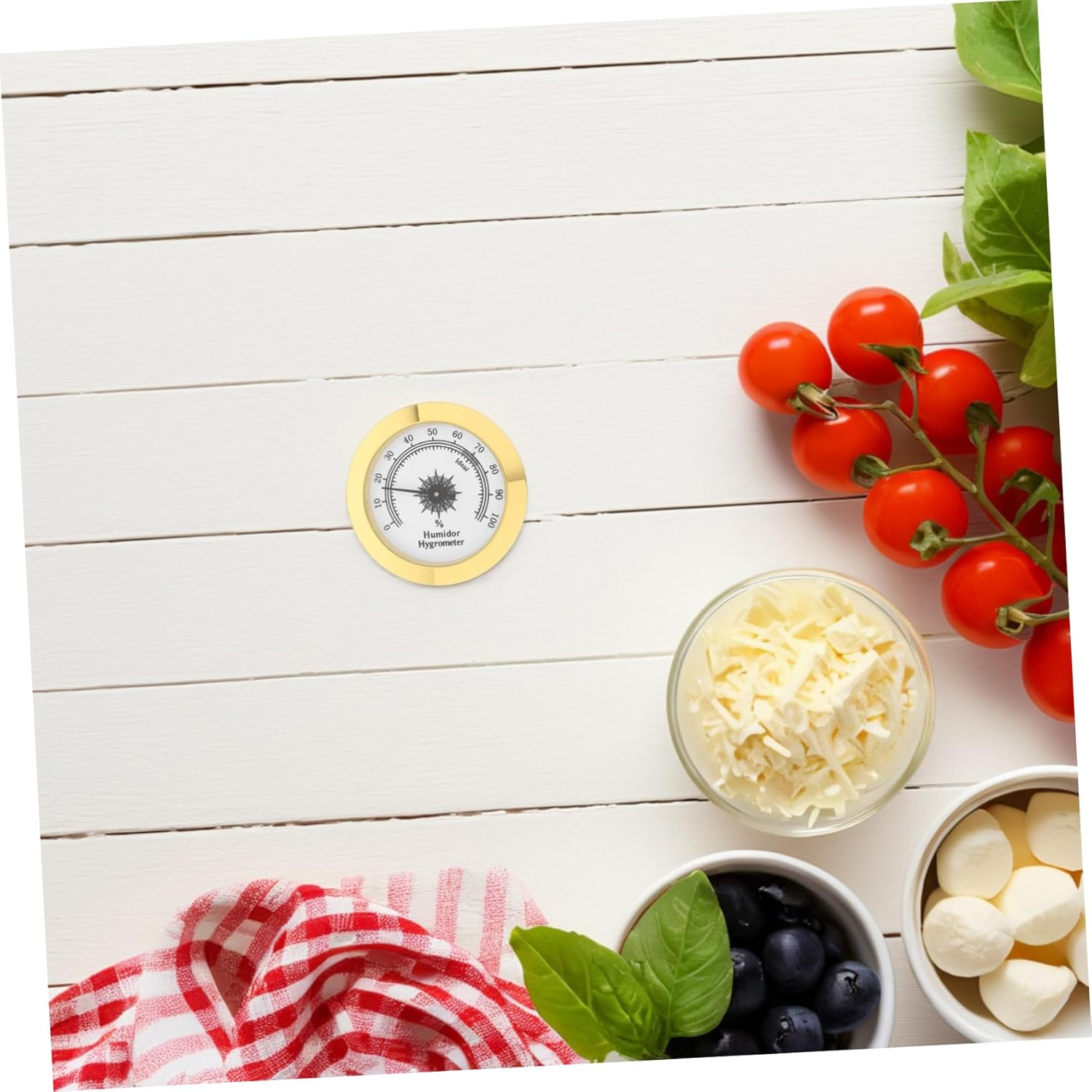 Tea Leaf Containers Humidor Hygrometer Metal round Analog Gauge Easy to Use for Cigar Boxes image number 4