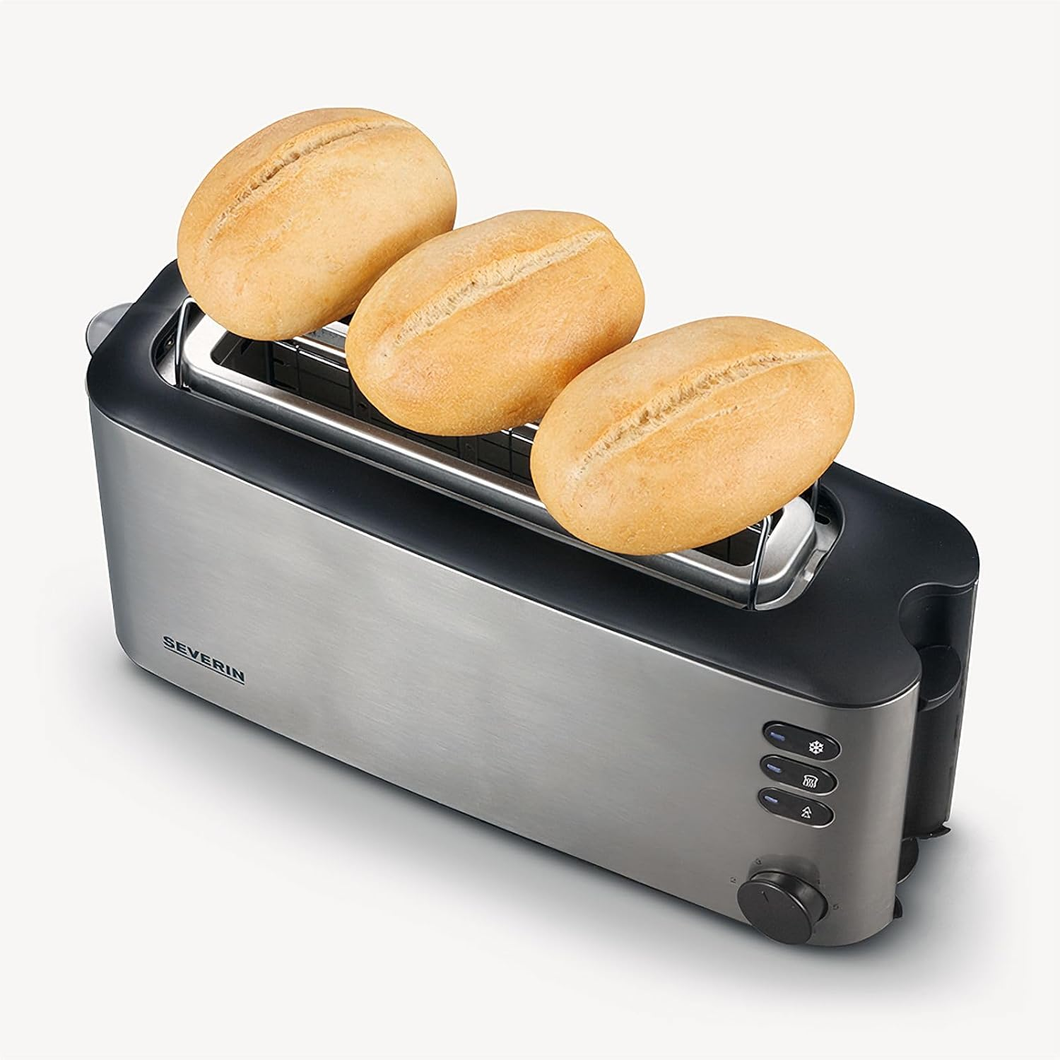 SEVERIN Automatic Long Slot Toaster, 2 Slice, Stainless Steel, Black, 6 Browning Levels, Bun Attachment, Defrost, Warm-Up, 1000W, at 2515 image number 6