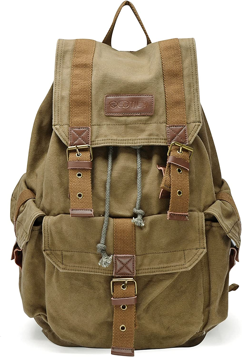 Gootium Canvas Backpack - Vintage Outdoor Rucksack Travel Day Pack image number 1