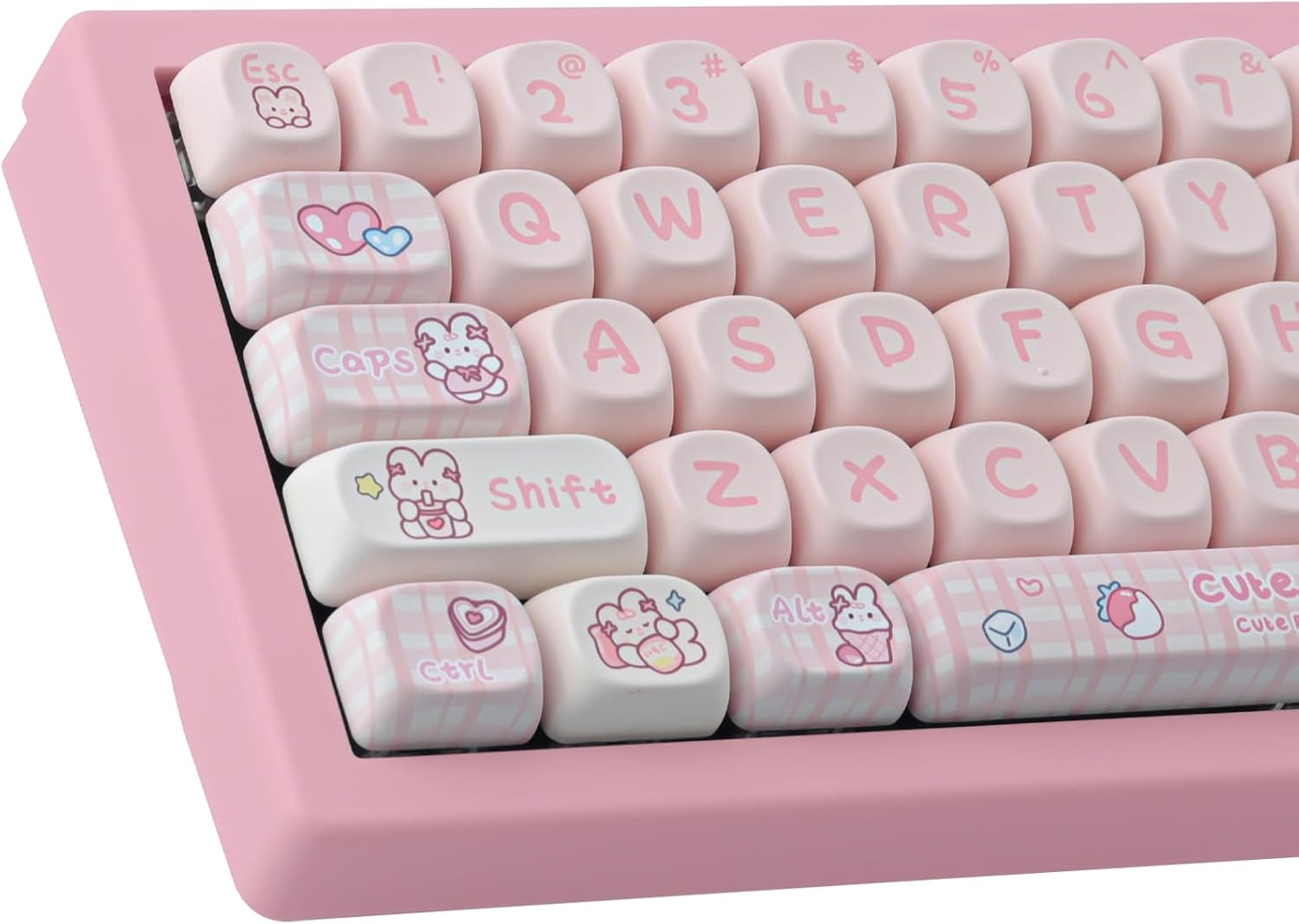 TYRIXKI PBT 148 Keys Cute Keycaps Dye-Sublimation Bunny Keycaps Set MOA Profile for Cherry Gateron MX Keys Mechanical Keyboards