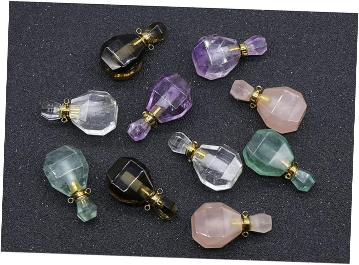 Yardenfun Natural Crystal Fluorite Wishing Bottle Perfume Bottle Pendant Necklace Accessories for Hanging Necklace Pendant Jewelry Decorations image number 6