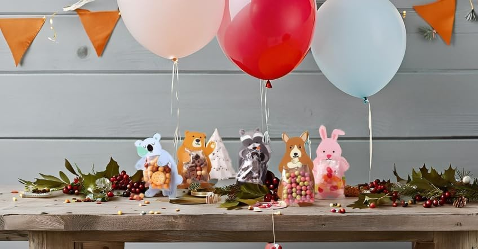 50 PCS Cute Cartoon Animal Cellophane Candy, Cookies Bags - DIY Biscuit Treat Bags, Goody Bags for Birthday,Wedding, Christmas, Self-Adhesive Clear Candy Cookie Poly Gift Bags for Party Favors image number 4