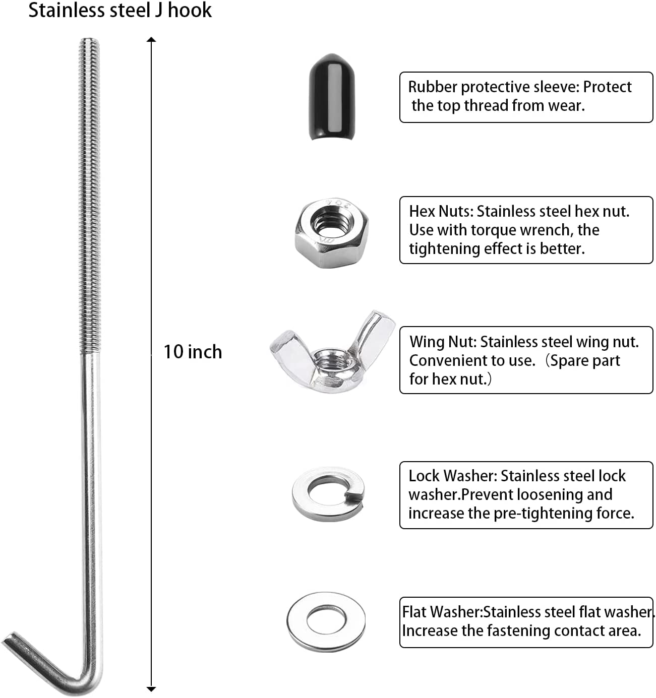 Battery Hold down Sets,With Billet Aluminum Battery Tie down Bracket and 18-8(304) Stainless Steel J Bolts image number 3