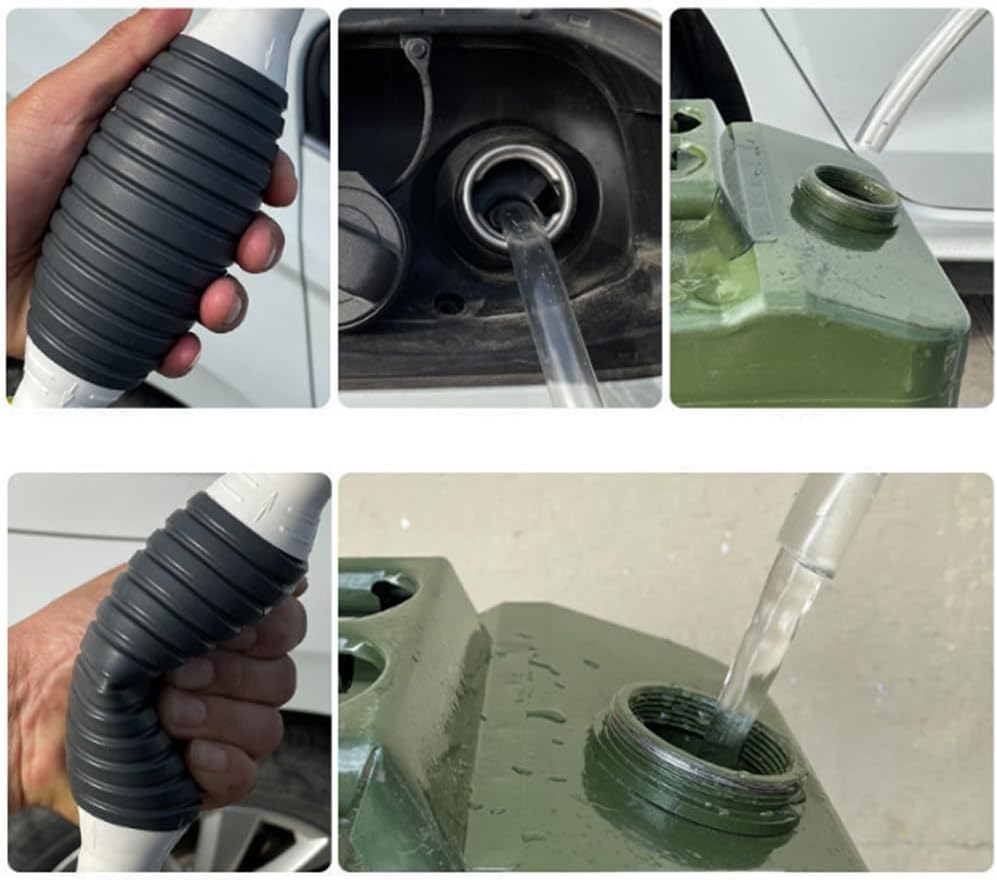 1PCS Manual Fuel Transfer Pump Portable Siphon Pump with 3M Syphon Hose，Multifunction Liquid Sucker Pump, for Gas Gasoline Oil Fuel Petrol Diesel Fluid Water Fish Tank Durable PVC Can Be Cut at Will image number 2