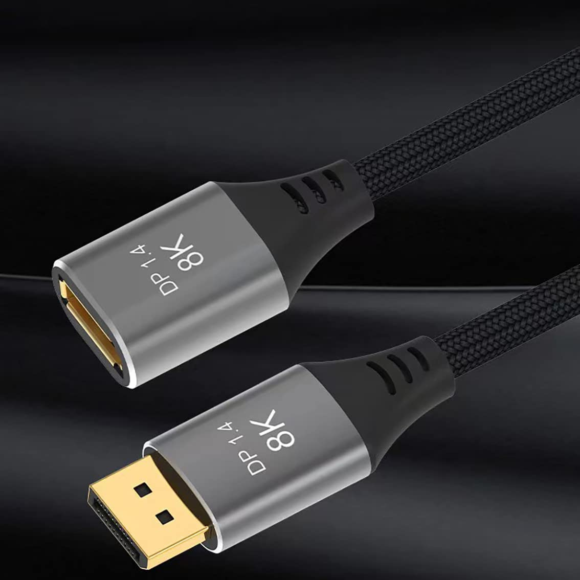 8K Displayport Extension Cable, Tunghey Displayport 1.4 Extension Cable, Displayport Male to Female Extension Cable,Supports 8K@60Hz, 4K@120Hz,2K@165Hz (0.5M)