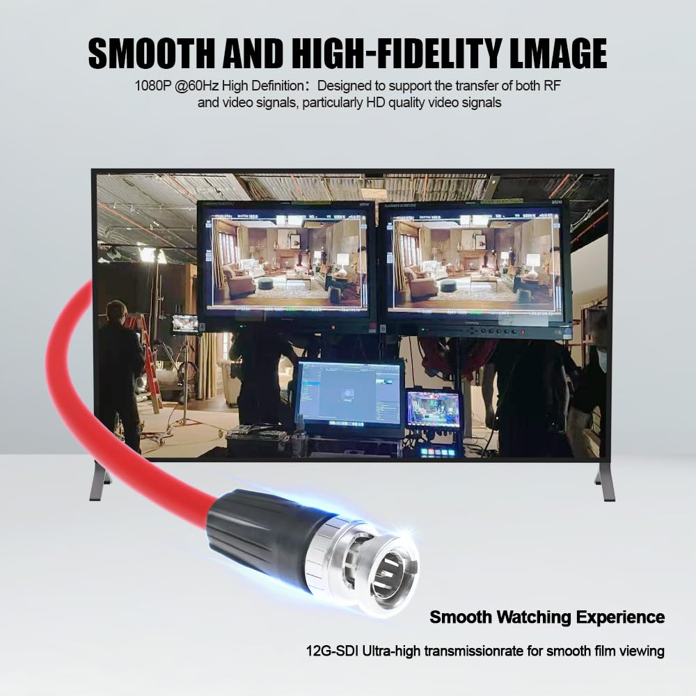 Alvin'S Cables 12G Bnc-Coaxial-Cable HD SDI BNC Male to Male Original Cable for 4K Video Camera 50Cm|19.7Inches RED image number 5