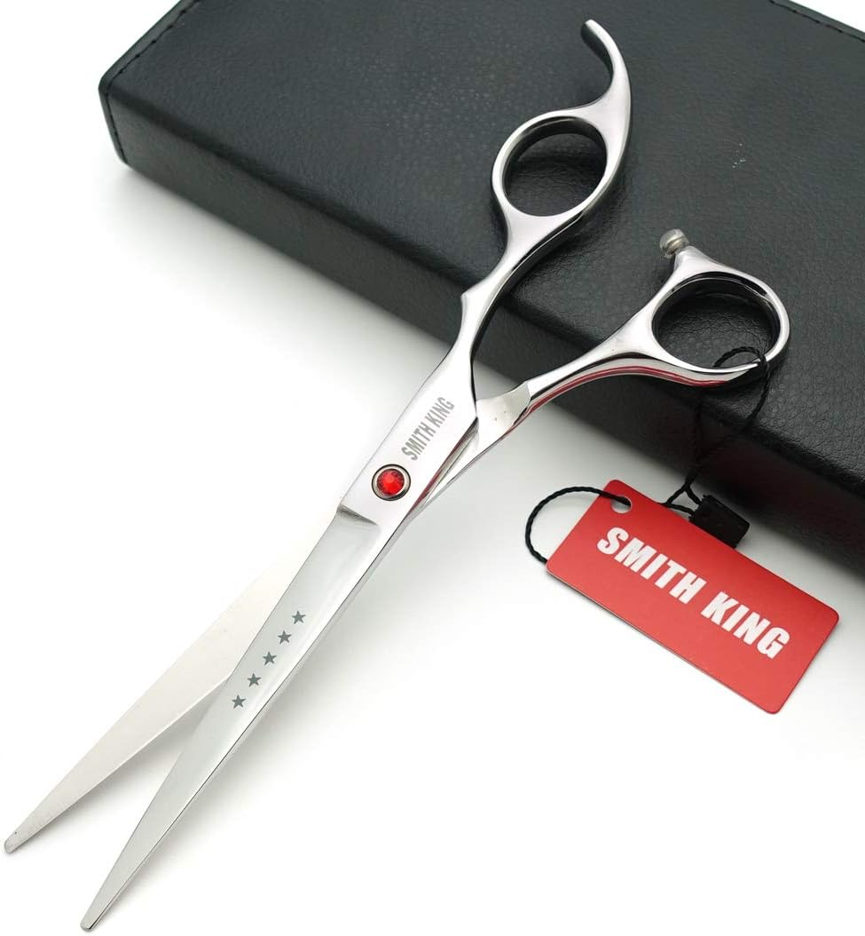 7.0 Inches Professional Dog Grooming Scissors Set Straight & Thinning & Curved 4Pcs in 1 Set (Silver) - Gold,Black image number 7