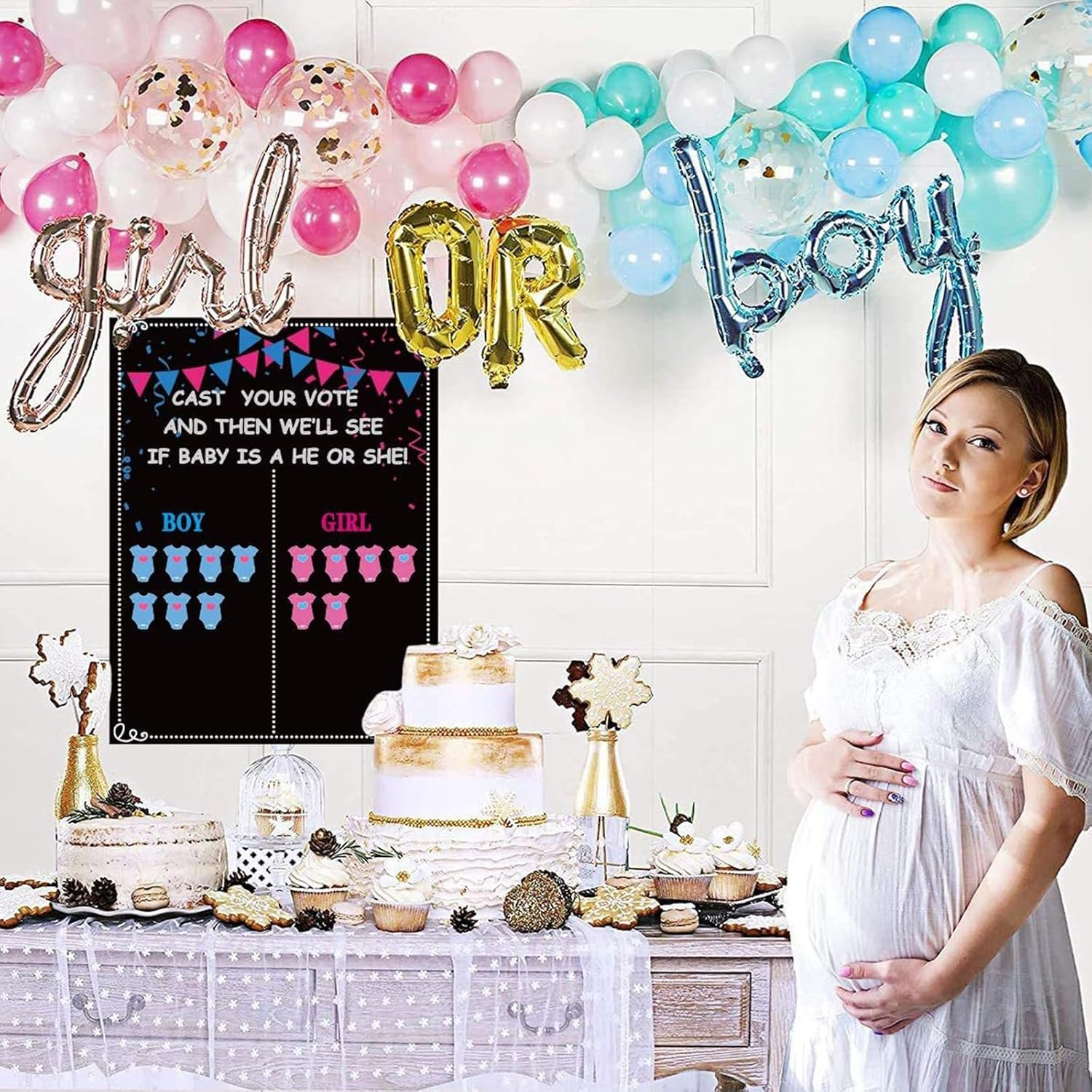 Gender Reveal Decorations - 54 Voting Poster Ideas Gender Reveal Game Props Boy or Girl Party Supplies for Gender Reveal Voting Boards image number 5