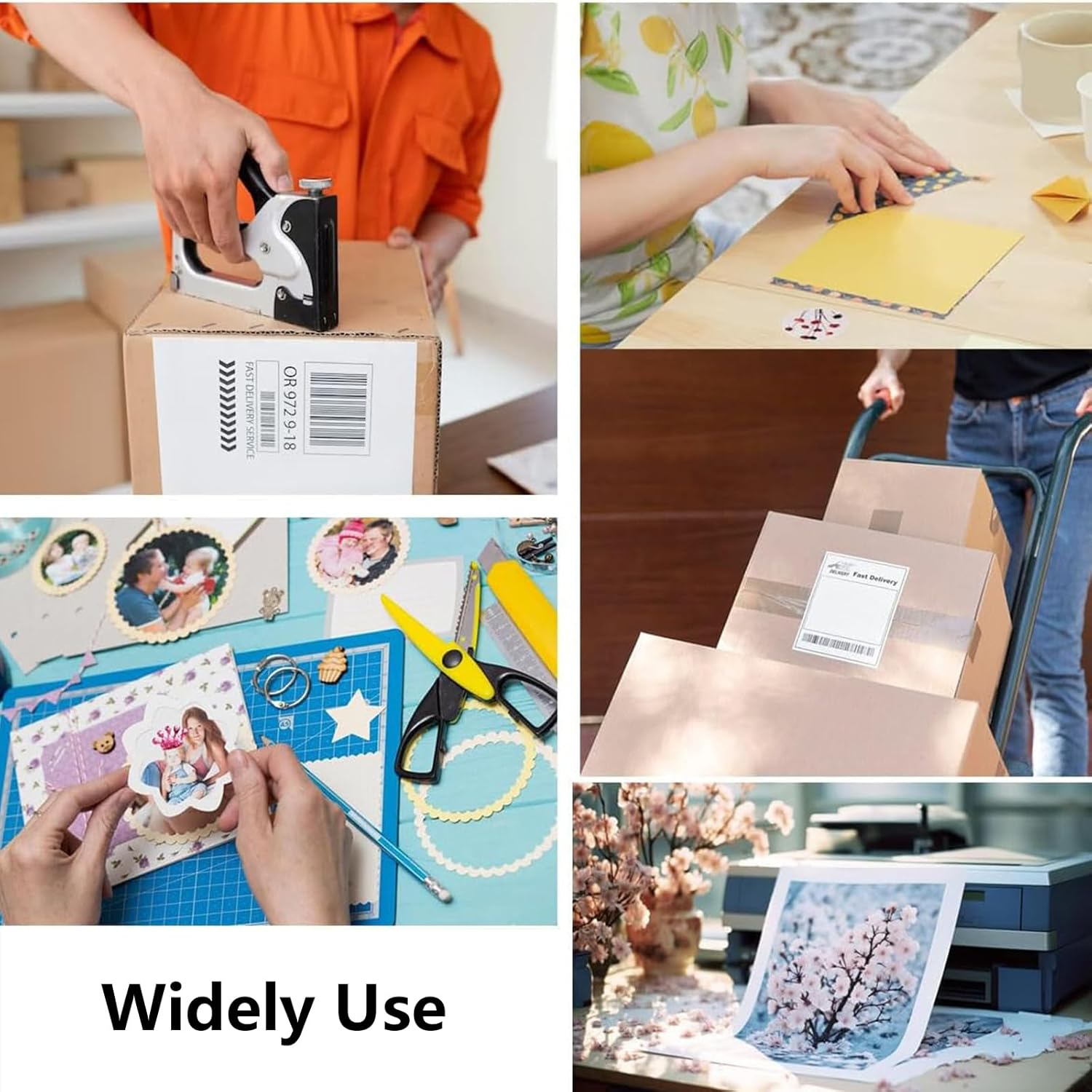 Label Sticker Paper, 50 Sheets A4 Full-Page White Matte Printable Self Adhesive Paper for Inkjet Laser Needle Printer (210X297MM) image number 4