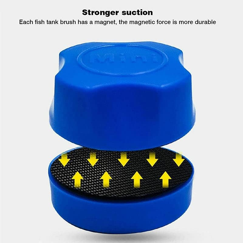 AIMALL Mini Algae Scrapers Magnetic Brush Cleaner Cleaning Glass Algae Aquarium Magnet Fish Tank Aquatic Floating Clean Brush Cleaning Tool, Suitable for 0.12-0.24 Inch Glass Thickness - Blue image number 3