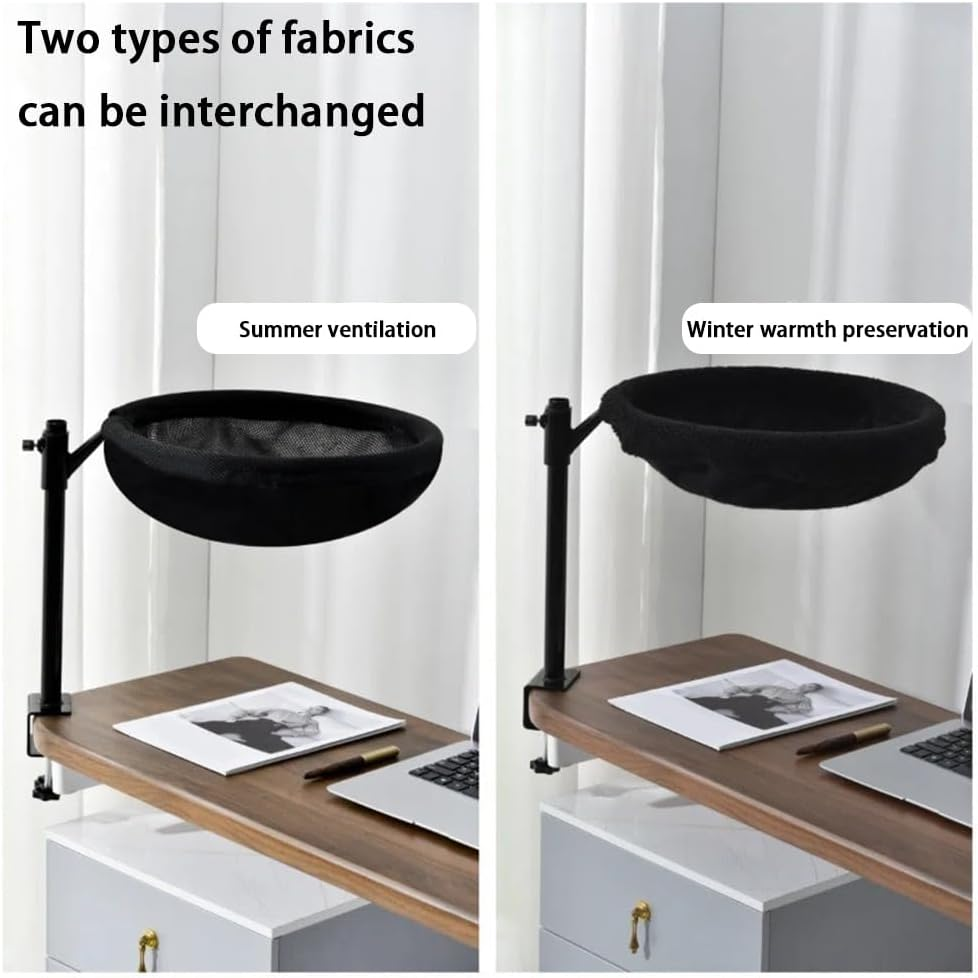 HPAMR Table Cat Bed, Cat Bed Desk Mount, Cats Desk Hammock, Adjustable 360 Rotating Furniture Hammock with Removable Washable Cover, Nest for Game Tables Desktop