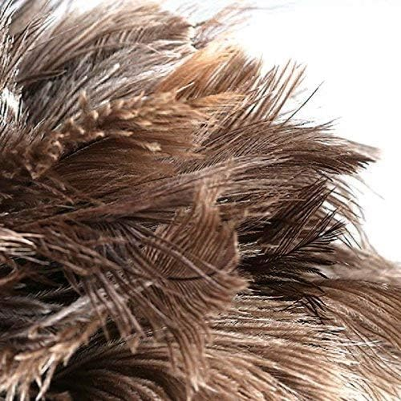 Feather Duster for Home, Feather Duster Fluffy Natural Genuine Ostrich Feathers and Eco-Friendly Reusable Wooden Long Handle Large Ostrich Feather Duster Cleaning for Housewife Brown Length 24" 1Pack
