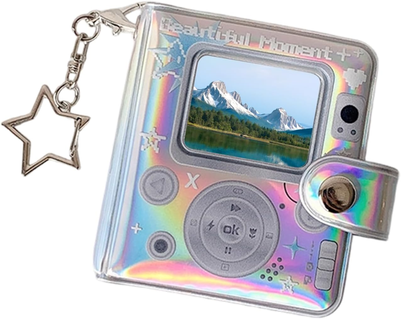 Photo Book Keychain - Retro Cute Double-Sided Small Keyrings,Cute Card Binder - for Family New Year Pregnancy Birth Car Christmas Grandparents Growth Home Holiday Party Vacation