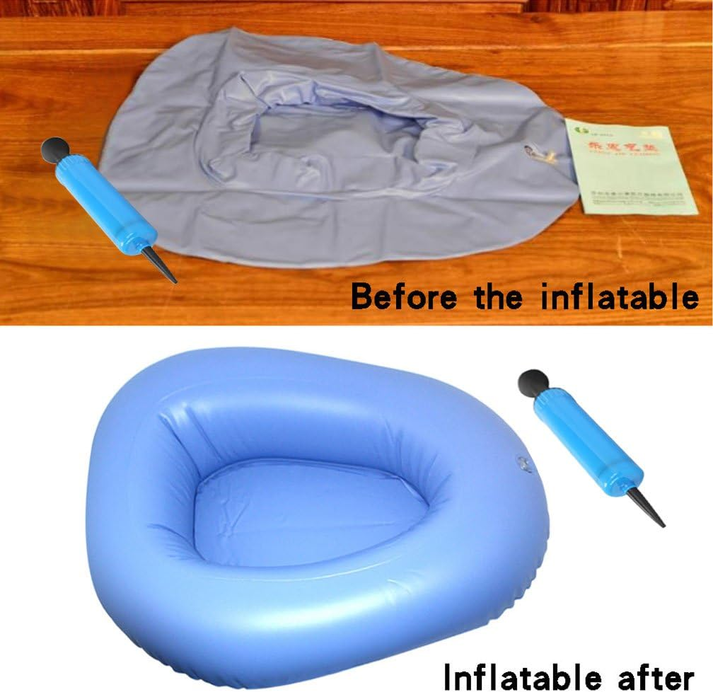 KIKIGOAL Bigger Washable Portable Air Inflation Blue Bed Pan Bedridden Elderly Inflatable Stool Bedsore Toilet image number 5