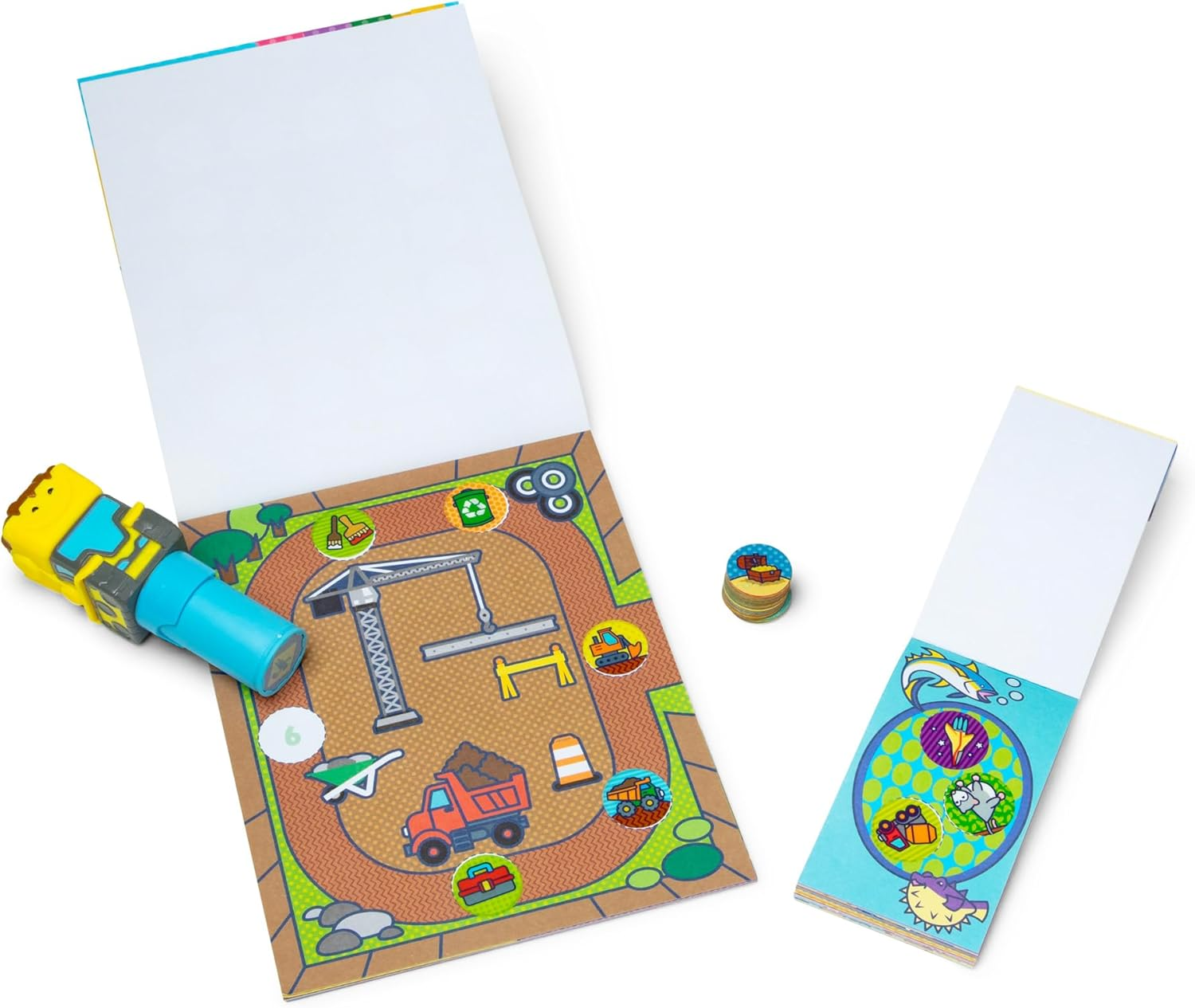 Melissa & Doug Sticker Wow! Bulldozer Bundle &mdash; 24-Page Activity Book, Refillable Stamper, Mini Pad & 500 Stickers (Ages 3+) image number 3