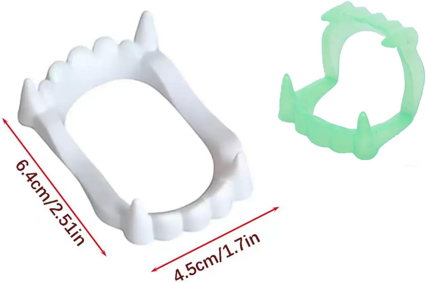 12 Pack White Vampire Teeth Fangs (2X2.5In - Halloween Costume Accessories for Kids & Adults, Party Favors, Fillers, Flexible Plastic Fangs image number 4