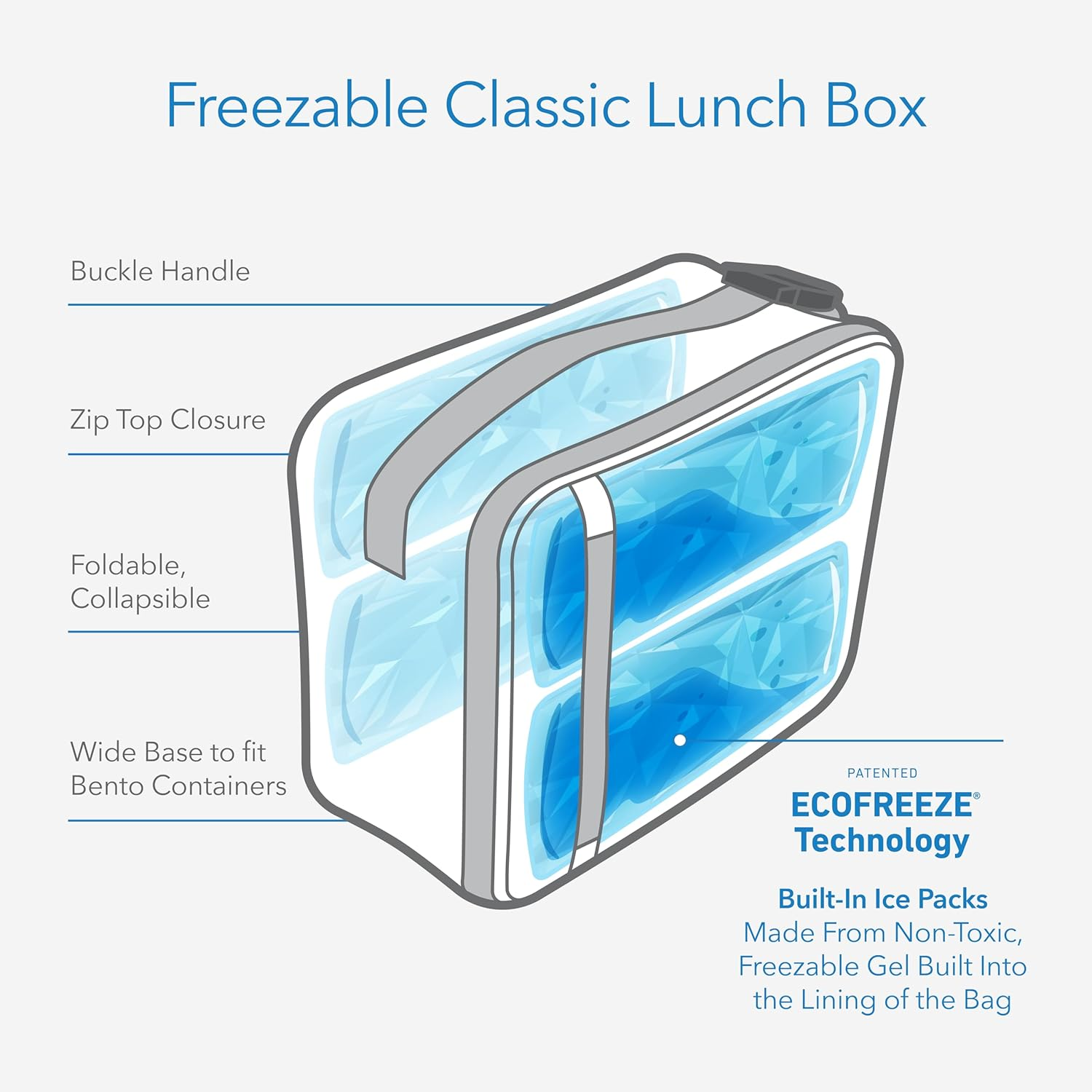 Packit Freezable Classic Lunch Box, Blue Sky - Checked Out image number 5