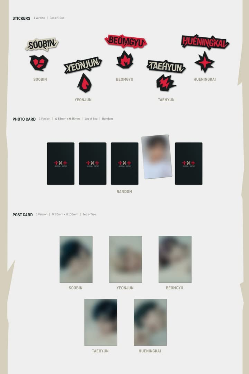 TXT Minisode 2 : Thursday'S Child 4Th Mini Album Tear Version Random Cover Cd+24P Photobook+2Ea Sticker+1P Photocard+1P Postcard+1P Mini Poste on Pack+Tracking Sealed image number 2