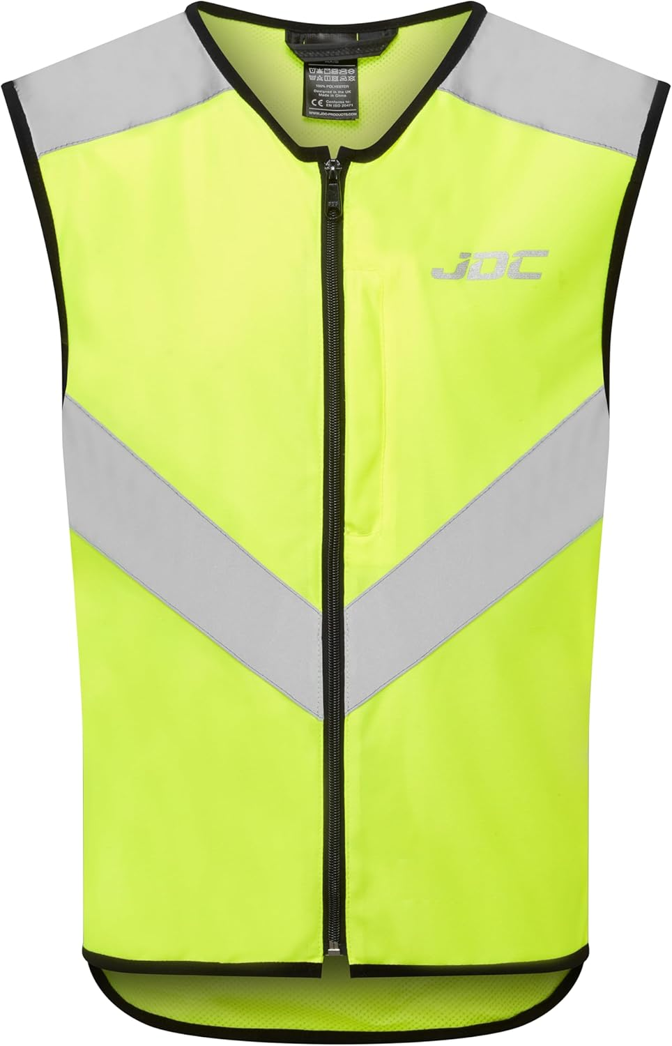 JDC Motorcycle Hi Vis Vest High Visibility Zipped Safety Reflective Yellow - Axis - L image number 4