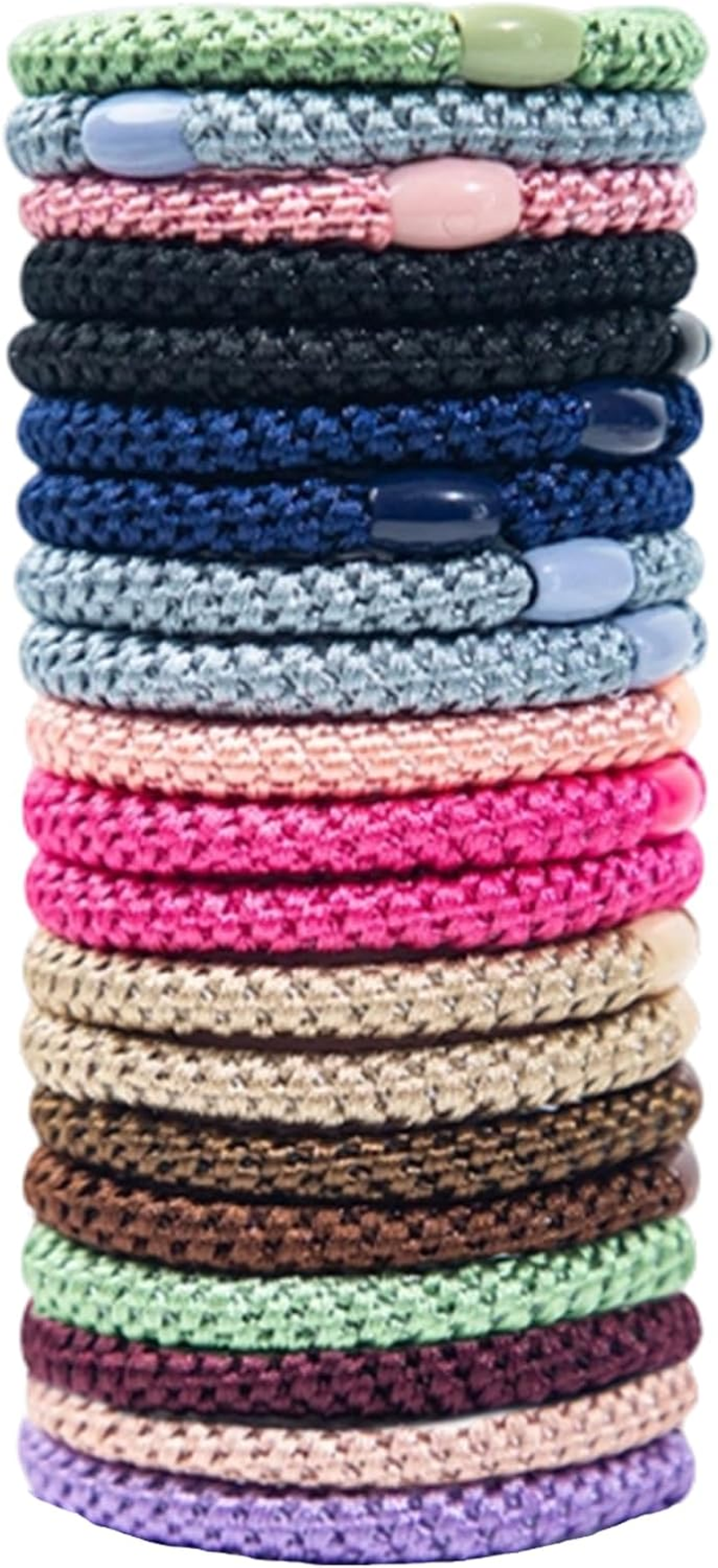 Pack of 20 Women'S Hair Bobbles, Elastic for Thick and Curly Hair, Multicoloured Hair Bands for Daily Styling, Women'S Accessories, Travel and Outdoor Activities image number 5