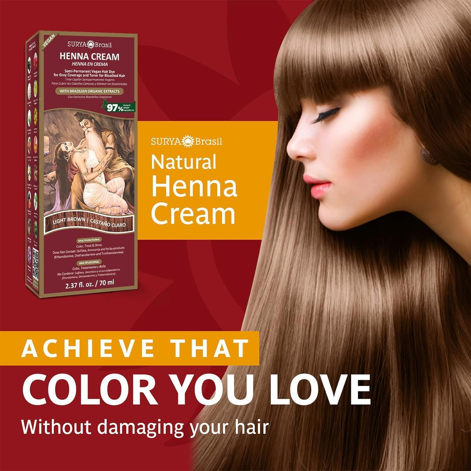 Henna Light Brown Cream Surya Nature, Inc 2.31 Oz Cream image number 5