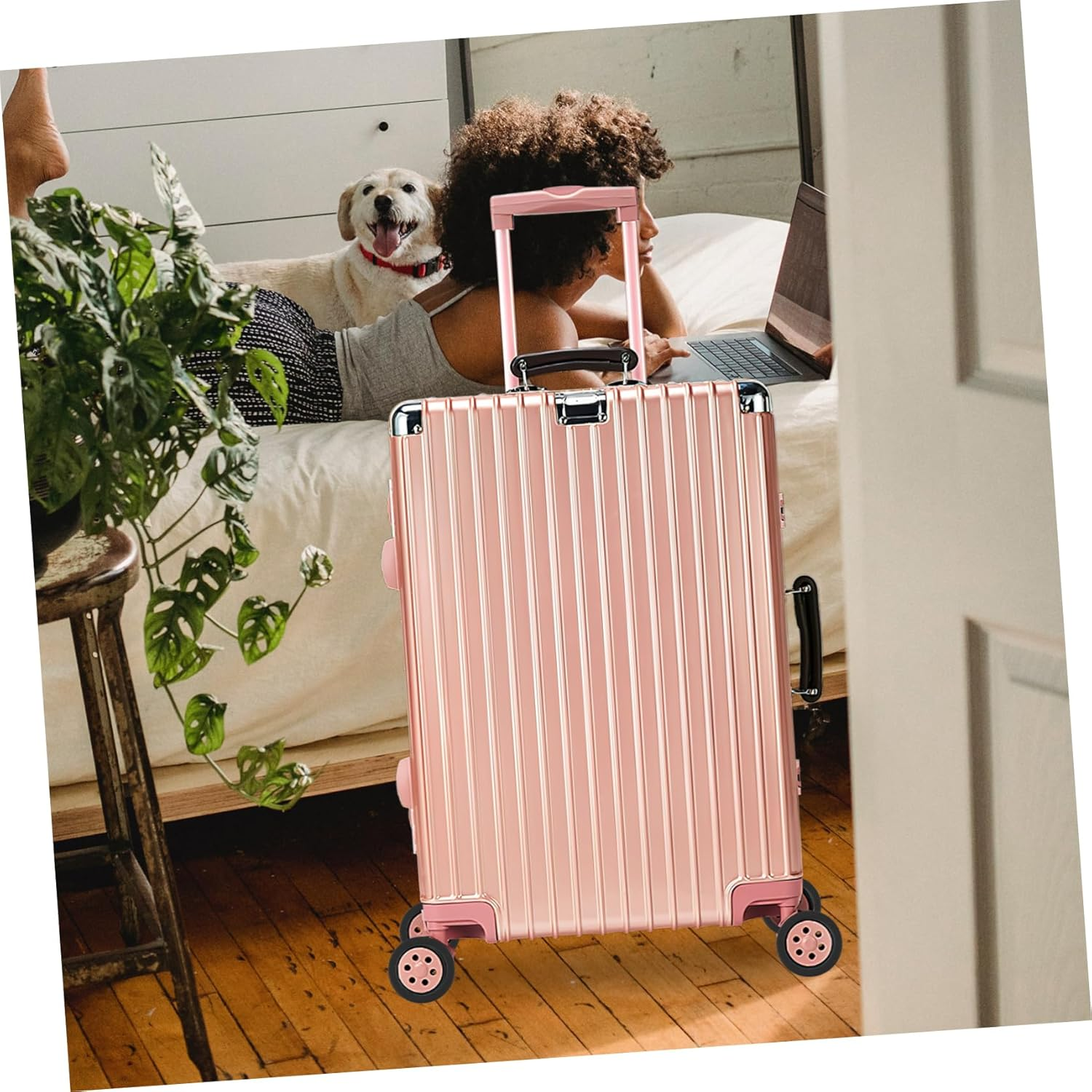 BUGUUYO 8Pcs Rubber Luggage Wheel Covers Noise-Reducing Suitcase Wheel Protectors Dark Black for Travel Suitcases Floor Protection image number 4