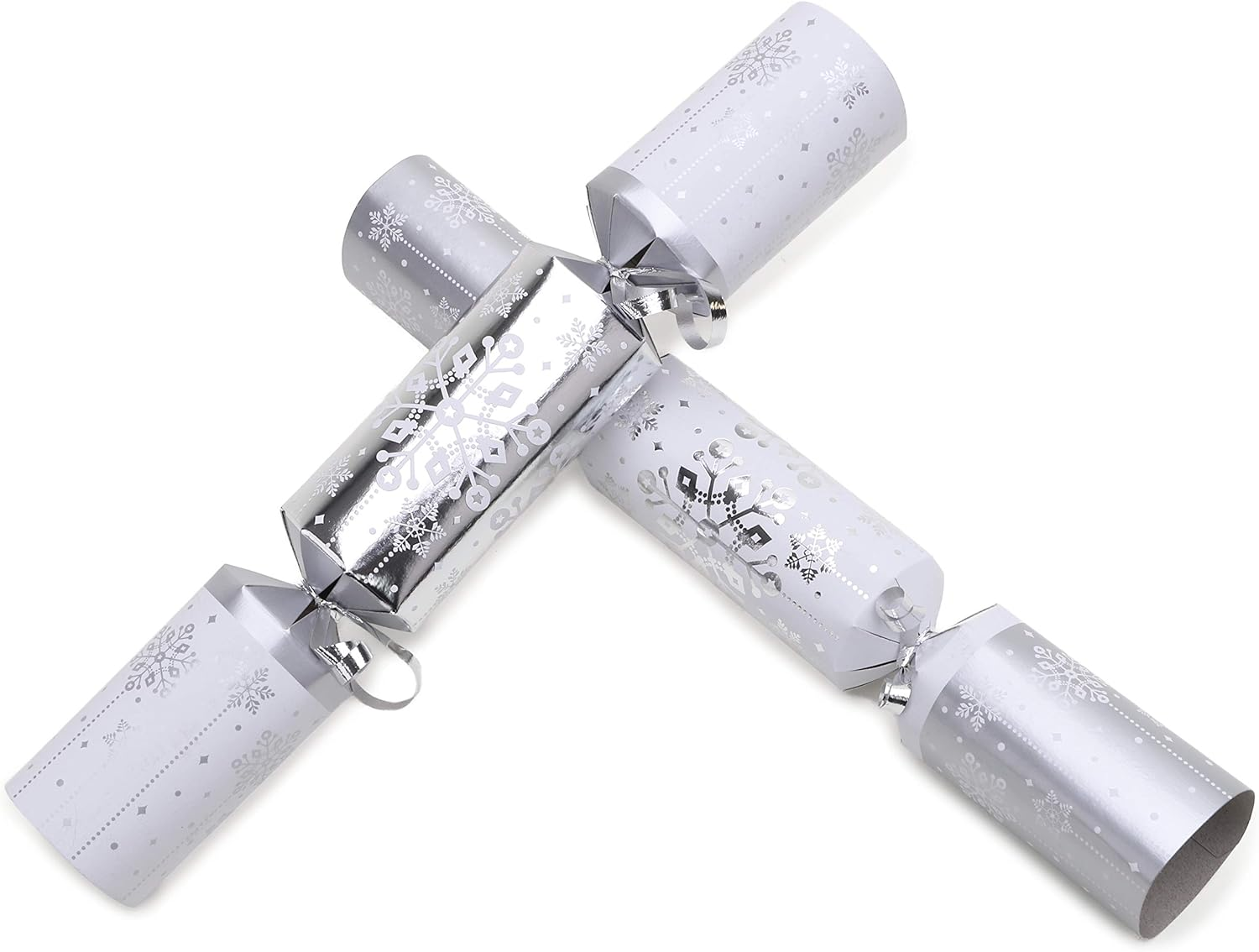 10 Deluxe Silver and White Christmas Crackers