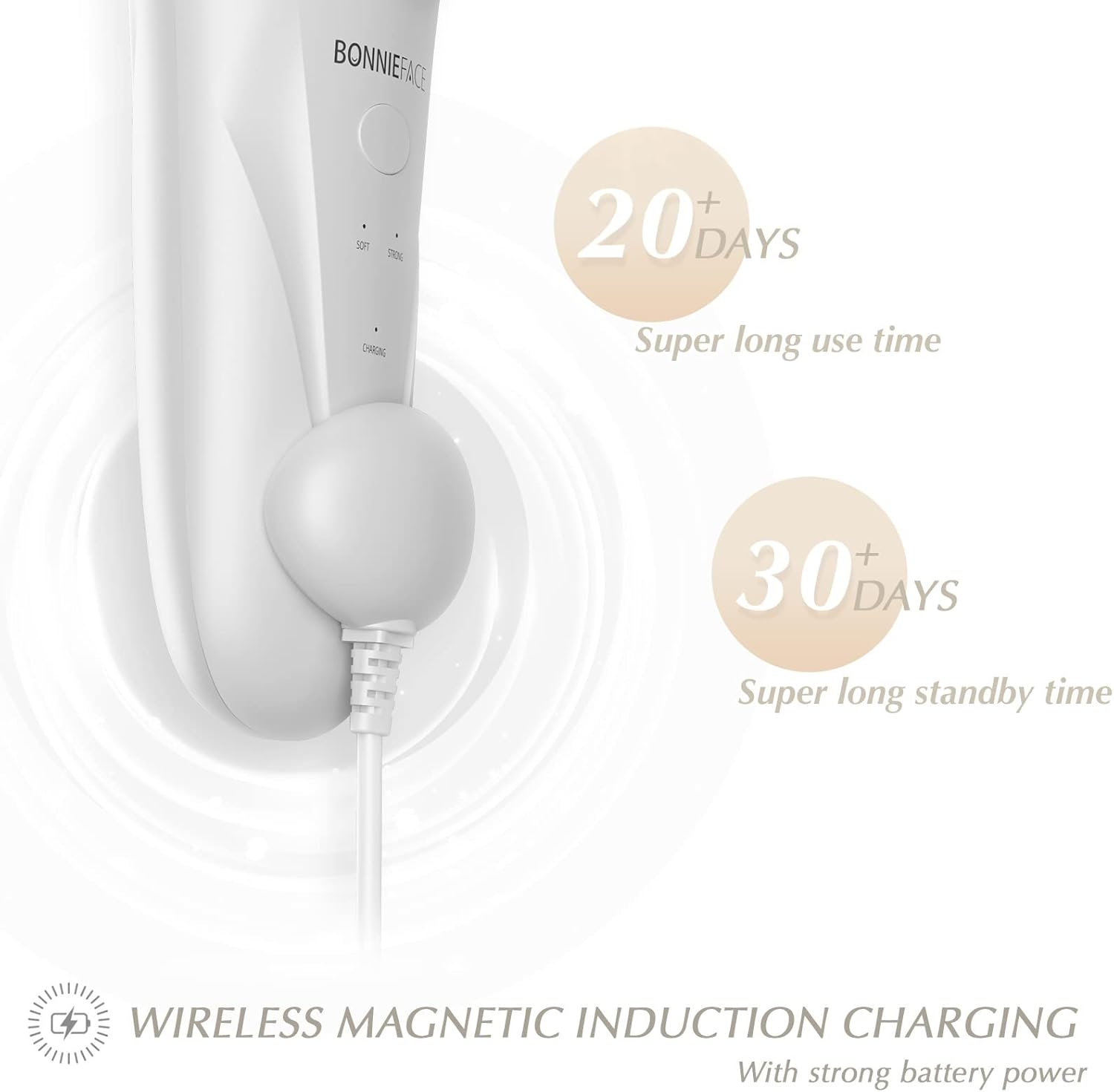 BONNIEFACE Sonic Facial Cleansing Brush for Deep and through Facial Cleansing, Waterproof Face Scrubber and Ultimate Blackhead Remover for Daily Skin Care, Rechargeable and Gentle Face Exfoliator