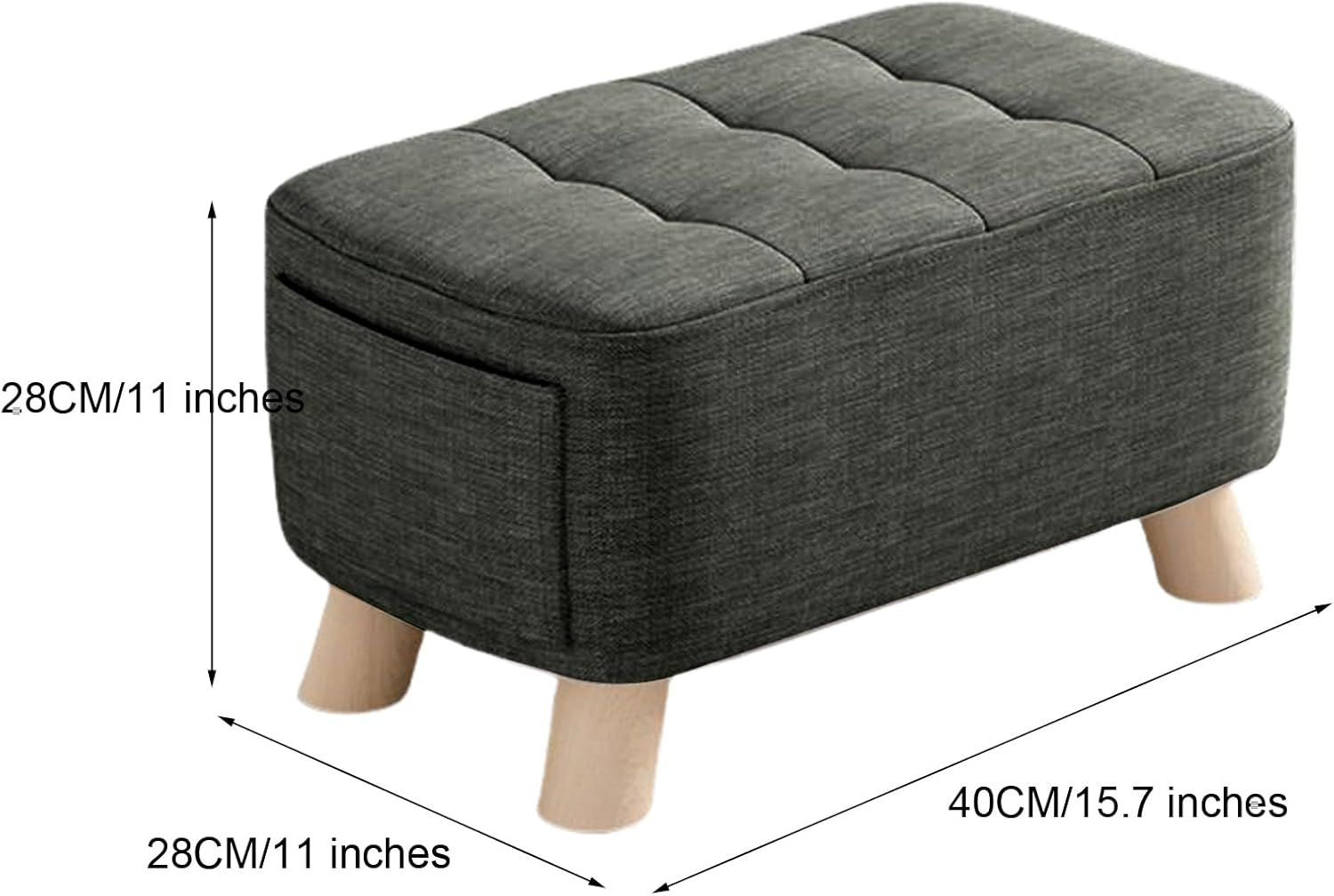 Modern Ottoman Footstool with Wooden Legs, 40 X 28 X 28 Cm, Fabric, Wooden Frame, 150 Kg Capacity A265 (A Blue) image number 1