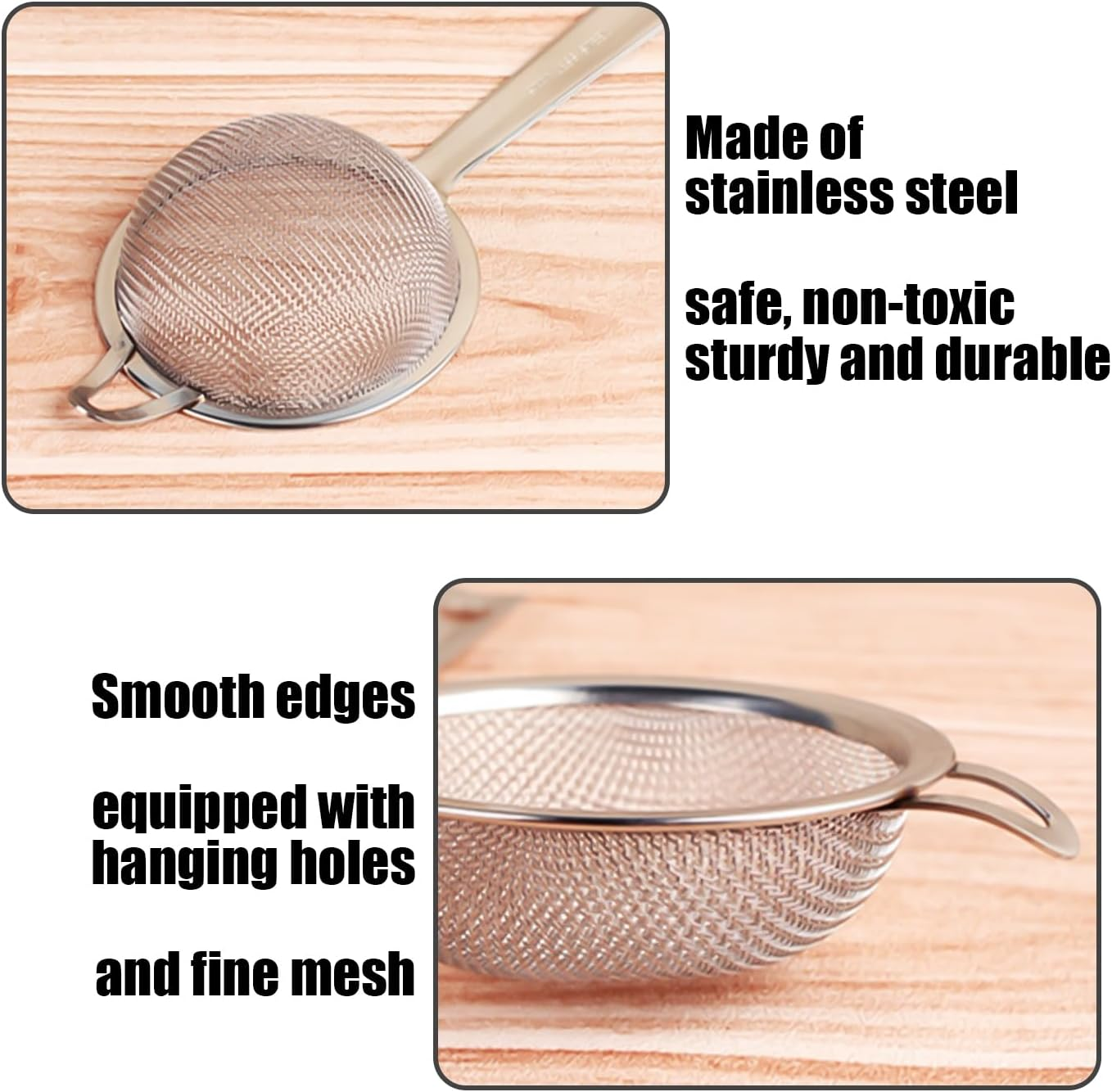 2 Tea Strainers, 2 Small Cleaning Brushes, Fine Mesh Tea Strainer, Mesh Strainer, Strainer with Metal Handle, Extra Fine Tea Strainer, Coffee Filter, Non-Slip Fine Mesh Strainer image number 5