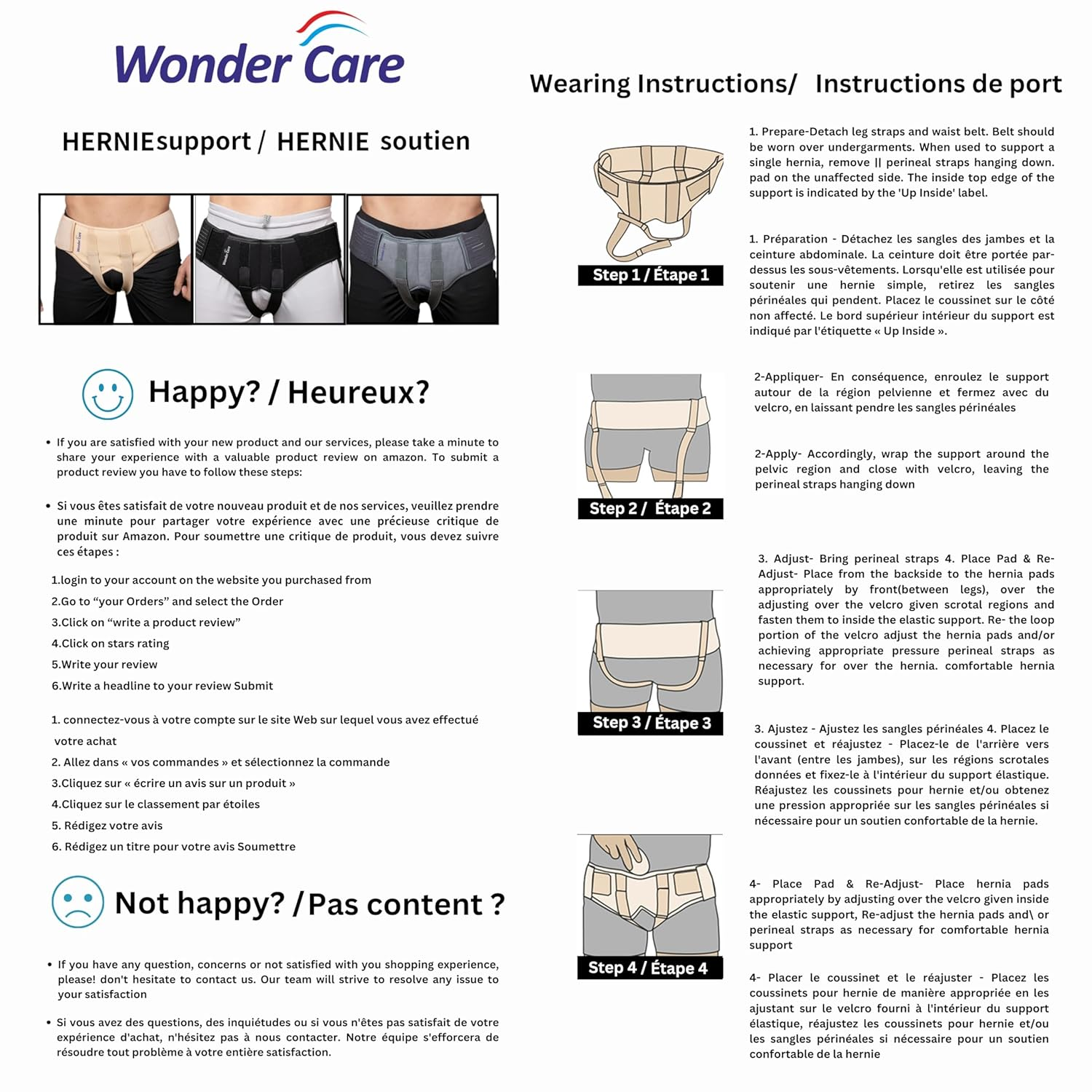 Wonder Care-Single Left/Right Inguinal Hernia Belt for Men Support Brace - Truss Brace with 1 Removable Compression Pad and Adjustable Groin Strap- Comfort Truss Hernia Belt -Right L