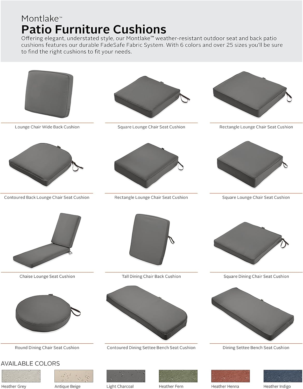 Classic Accessories Montlake Fadesafe Water-Resistant 80 X 26 X 3 Inch Outdoor Chaise Lounge Cushion Slip Cover, Patio Furniture Cushion Cover, Light Charcoal Grey image number 4